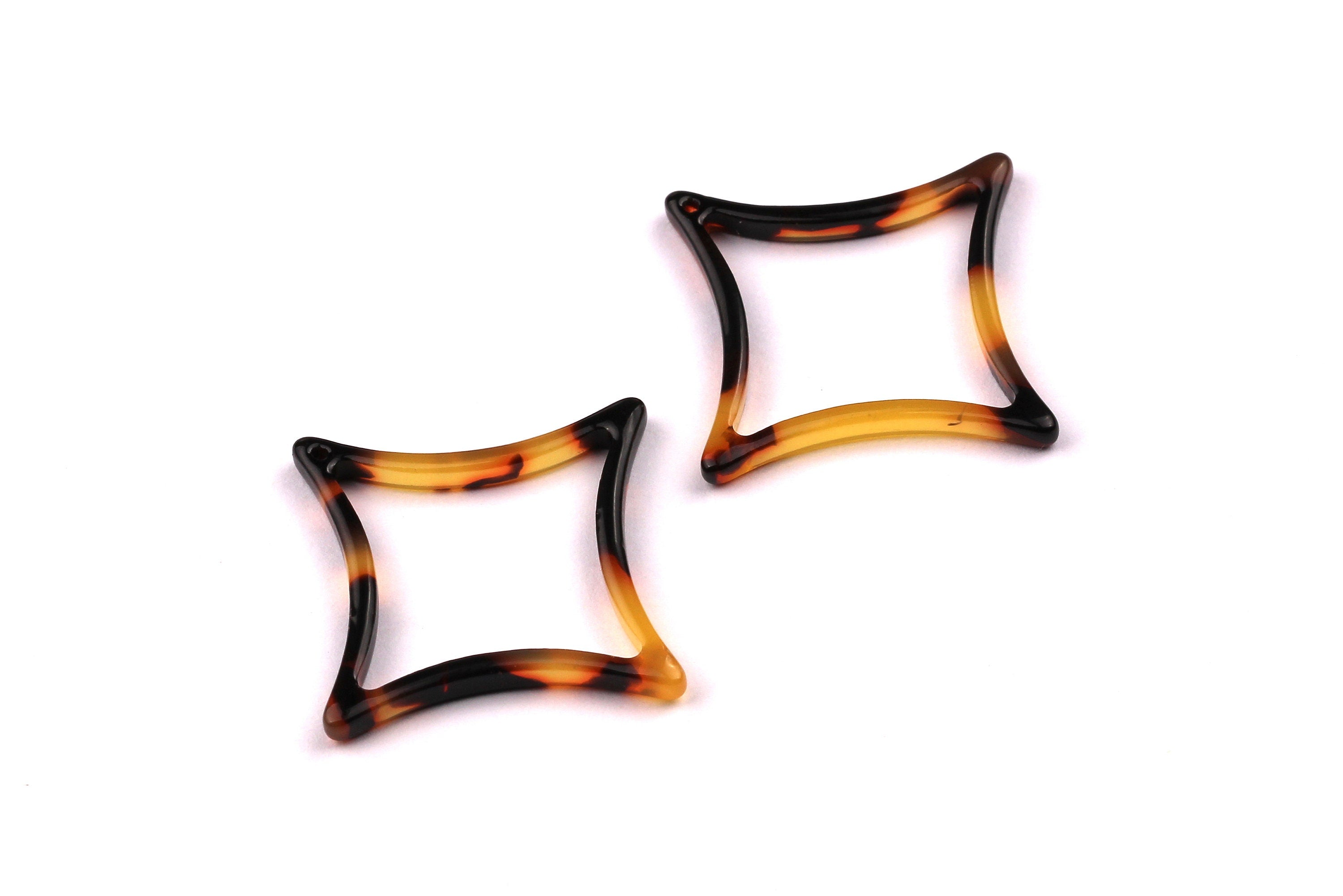 Acetate Compass Points Charms - Tortoise Shell Earrings - Compass Points Earrings and Pendant - Color Code: A01 - 33x2.6mm - AC1021C - DOMEDBAZAAR
