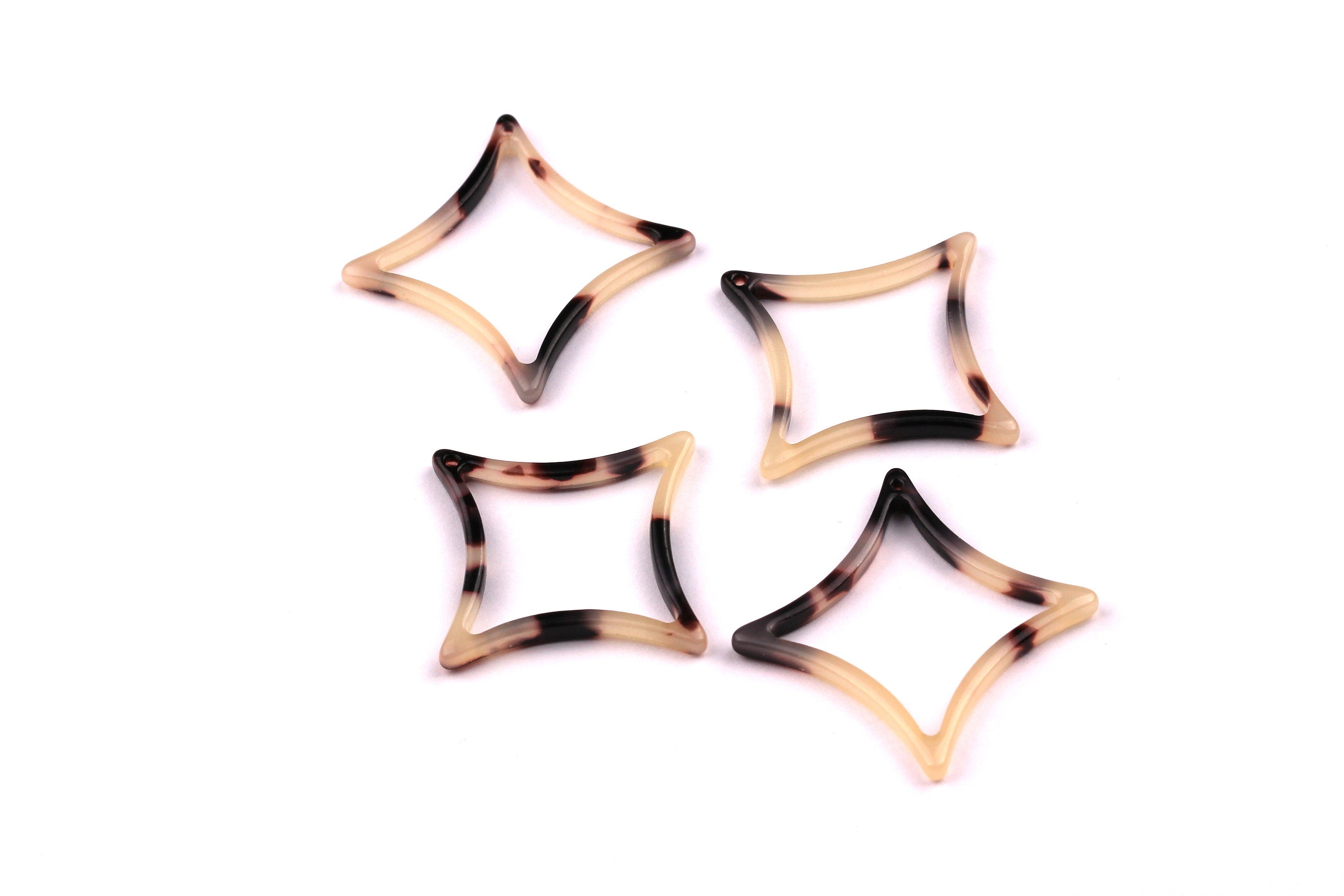 Acetate Compass Points Charms - Blonde Tortoise Shell Earrings - Compass Points Earrings and Pendant - Color Code: A07 - 33x2.6mm - AC1021E - DOMEDBAZAAR