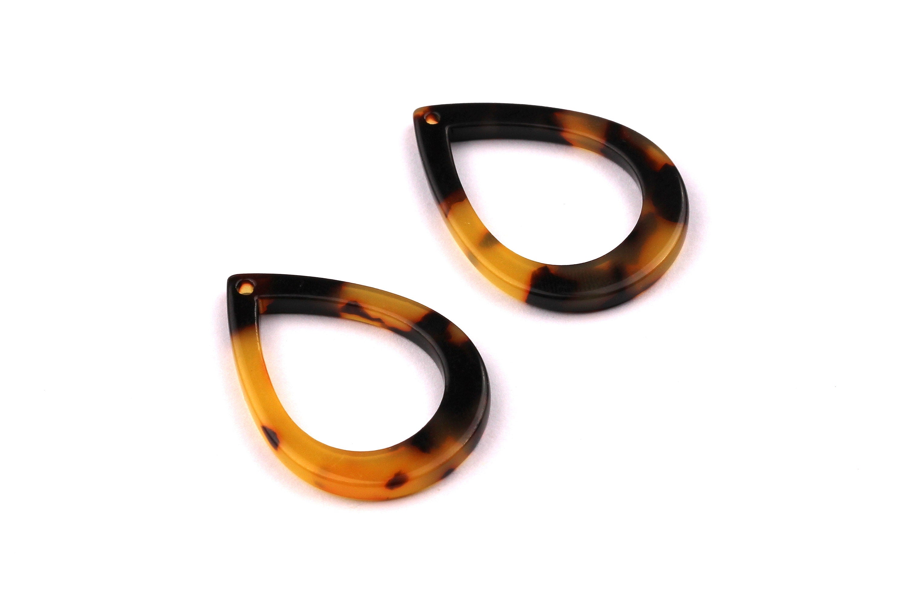Acetate Drop Charms - Tortoise Shell Earrings - Drop Pendant - Jewelry Making Supplies - Color Code: A01 - 31x2.5mm -  AC1023D - DOMEDBAZAAR