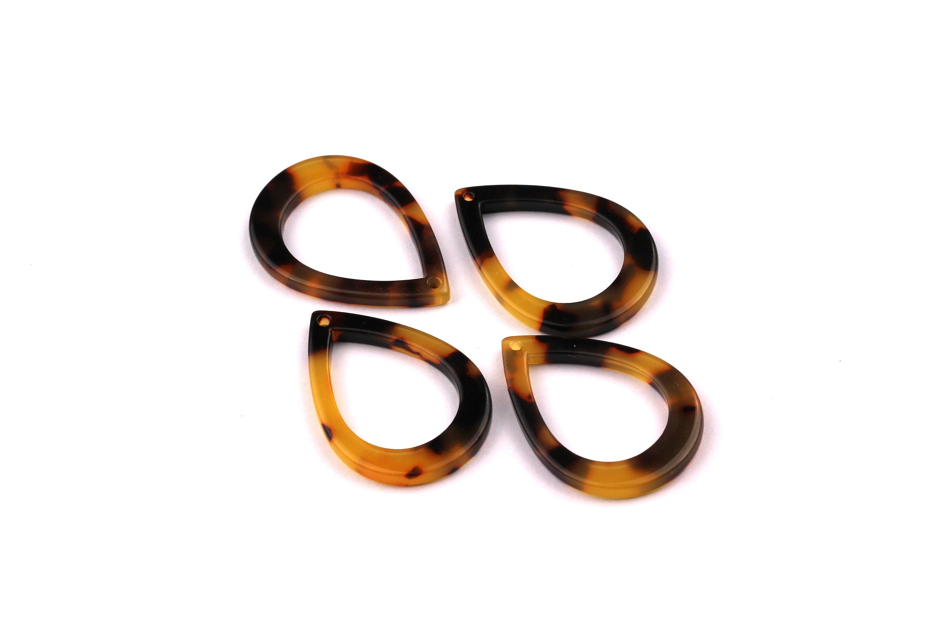 Acetate Drop Charms - Tortoise Shell Earrings - Drop Pendant - Jewelry Making Supplies - Color Code: A01 - 31x2.5mm -  AC1023D - DOMEDBAZAAR