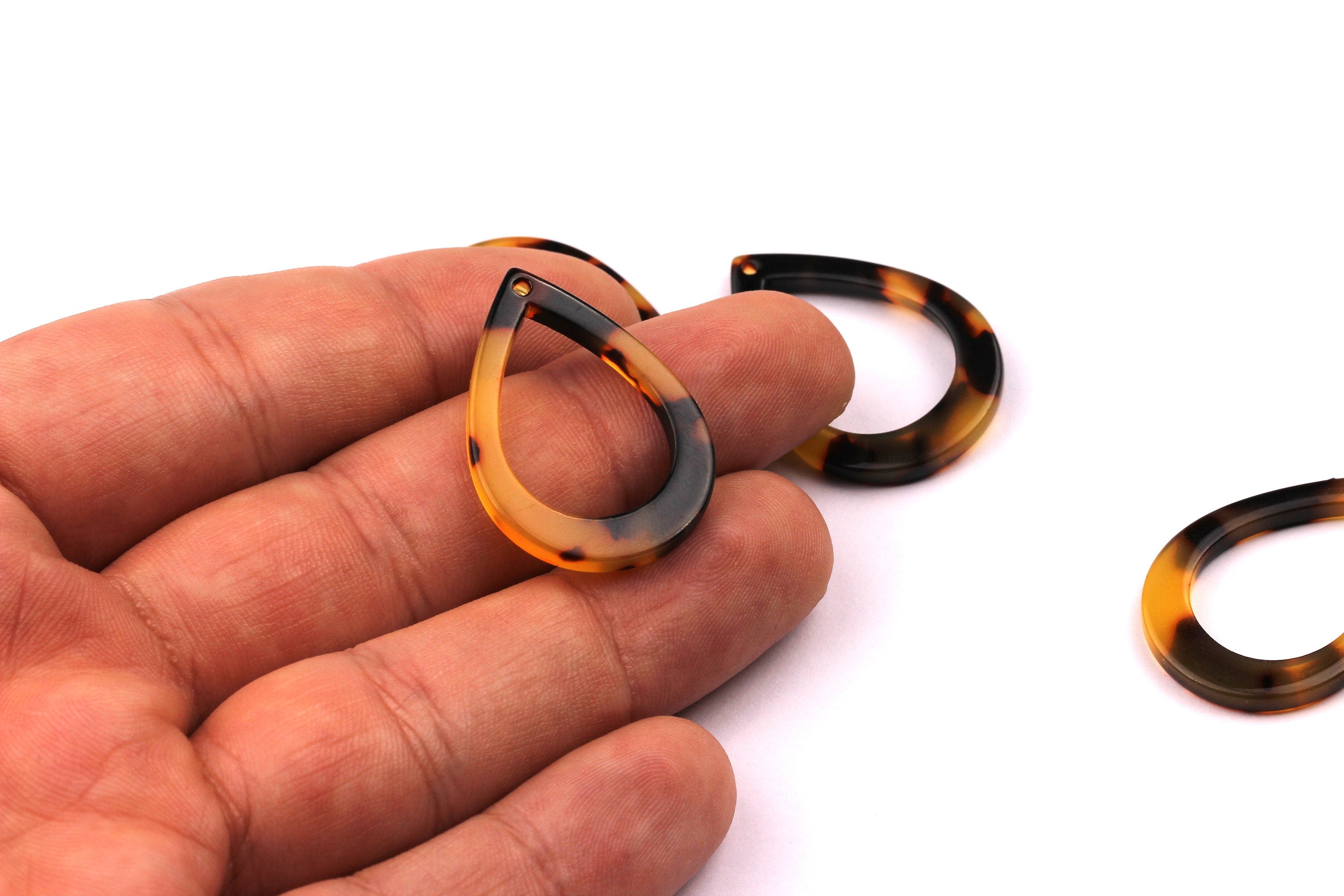 Acetate Drop Charms - Tortoise Shell Earrings - Drop Pendant - Jewelry Making Supplies - Color Code: A01 - 31x2.5mm -  AC1023D - DOMEDBAZAAR