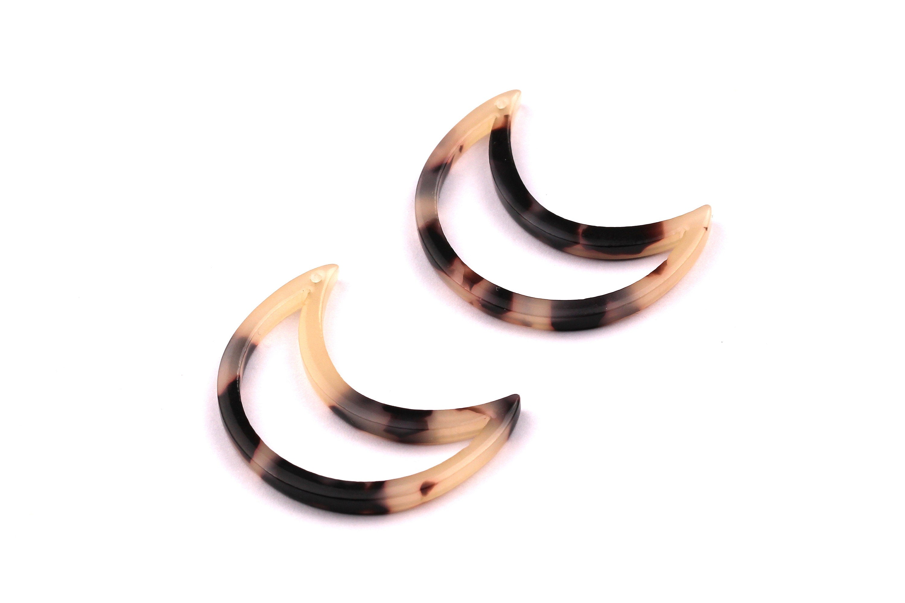 Acetate Moon Charms - Blonde Tortoise Shell Earrings - Moon Earrings and Pendant - Earring Findings - Color Code: A08 - 31x25mm - AC1030A - DOMEDBAZAAR