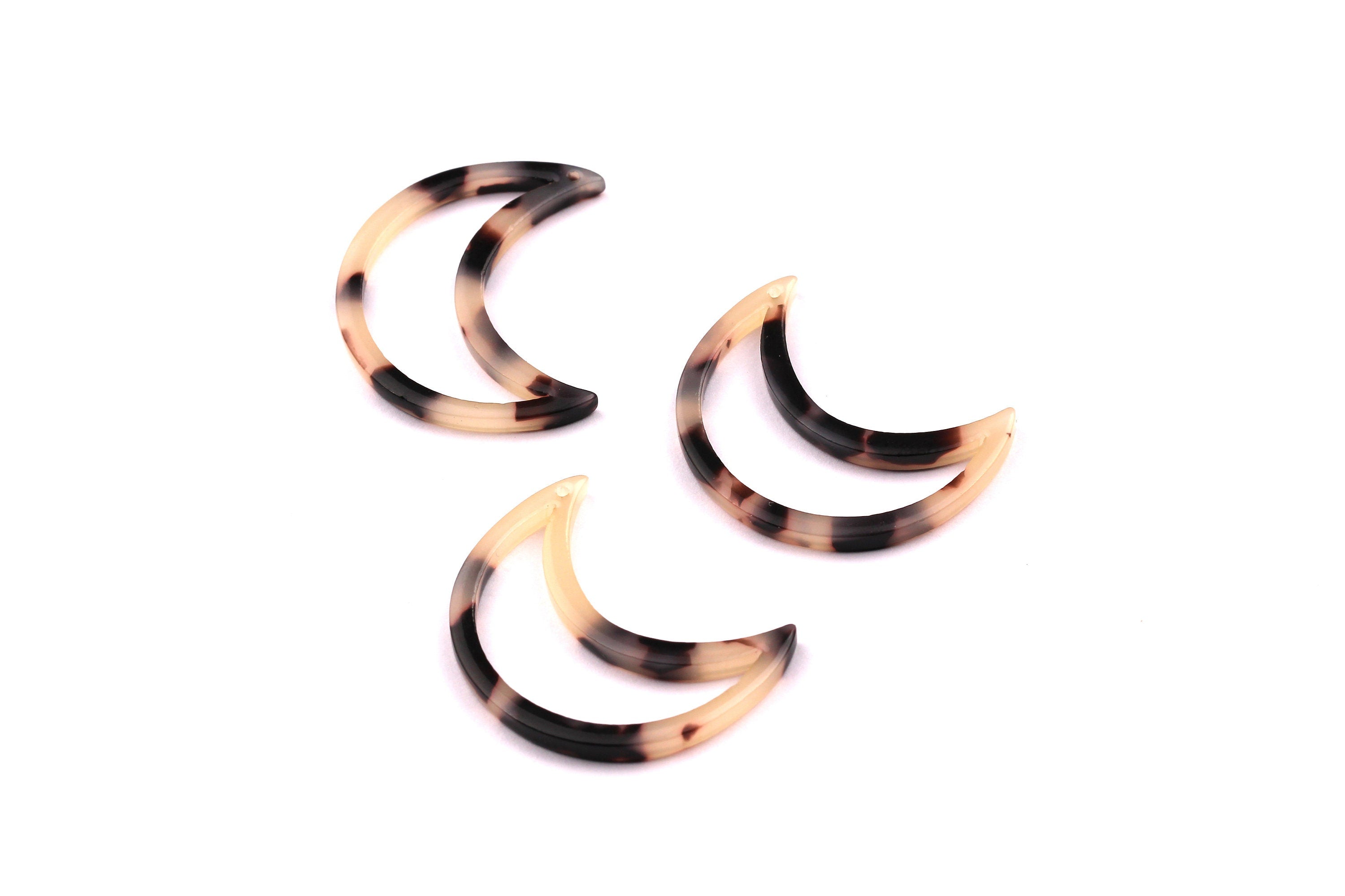 Acetate Moon Charms - Blonde Tortoise Shell Earrings - Moon Earrings and Pendant - Earring Findings - Color Code: A08 - 31x25mm - AC1030A - DOMEDBAZAAR