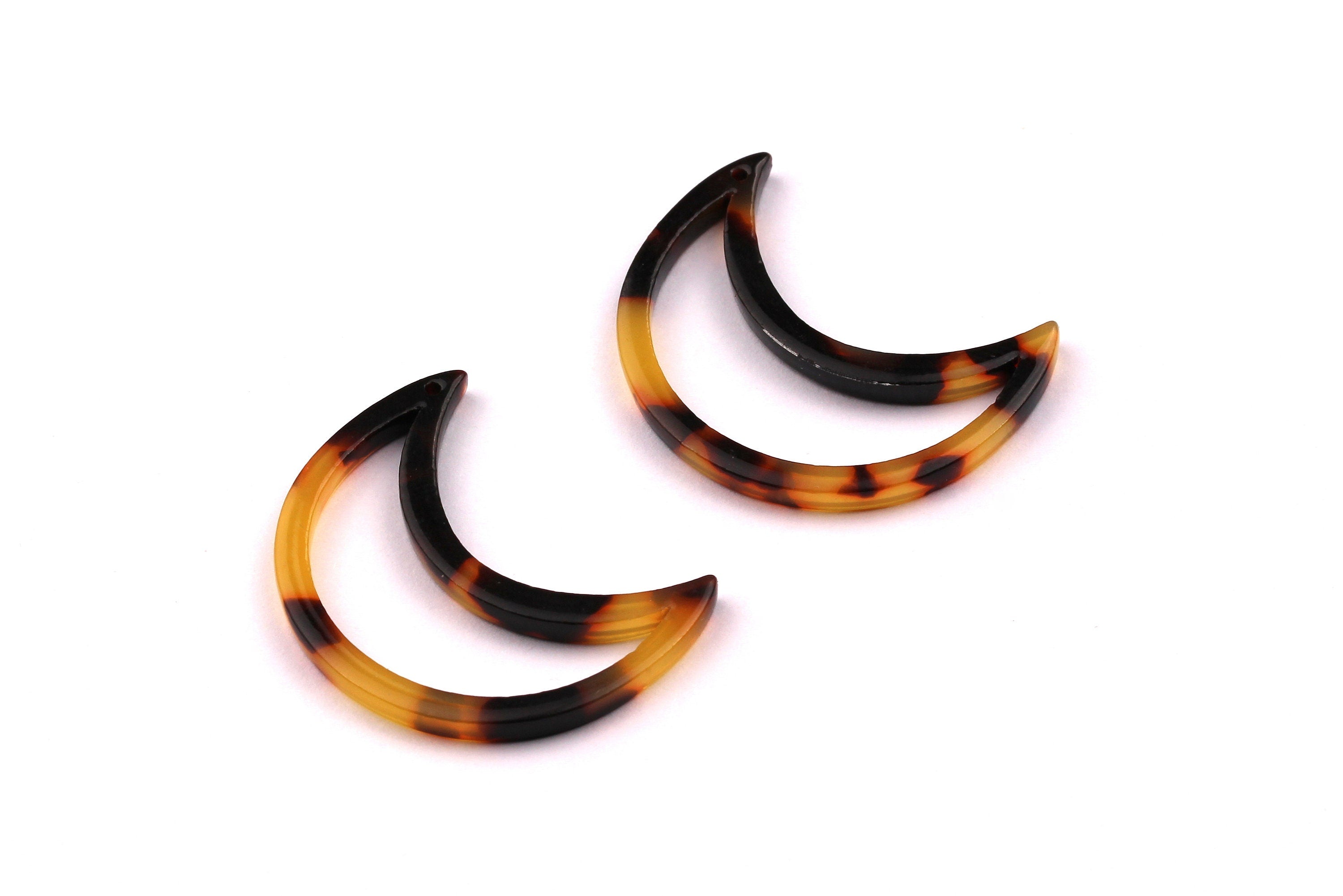 Acetate Moon Charms - Tortoise Shell - Moon Earrings and Pendant - Jewelry Making Supplies - Color Code: A01 - 31x25mm - AC1030B - DOMEDBAZAAR