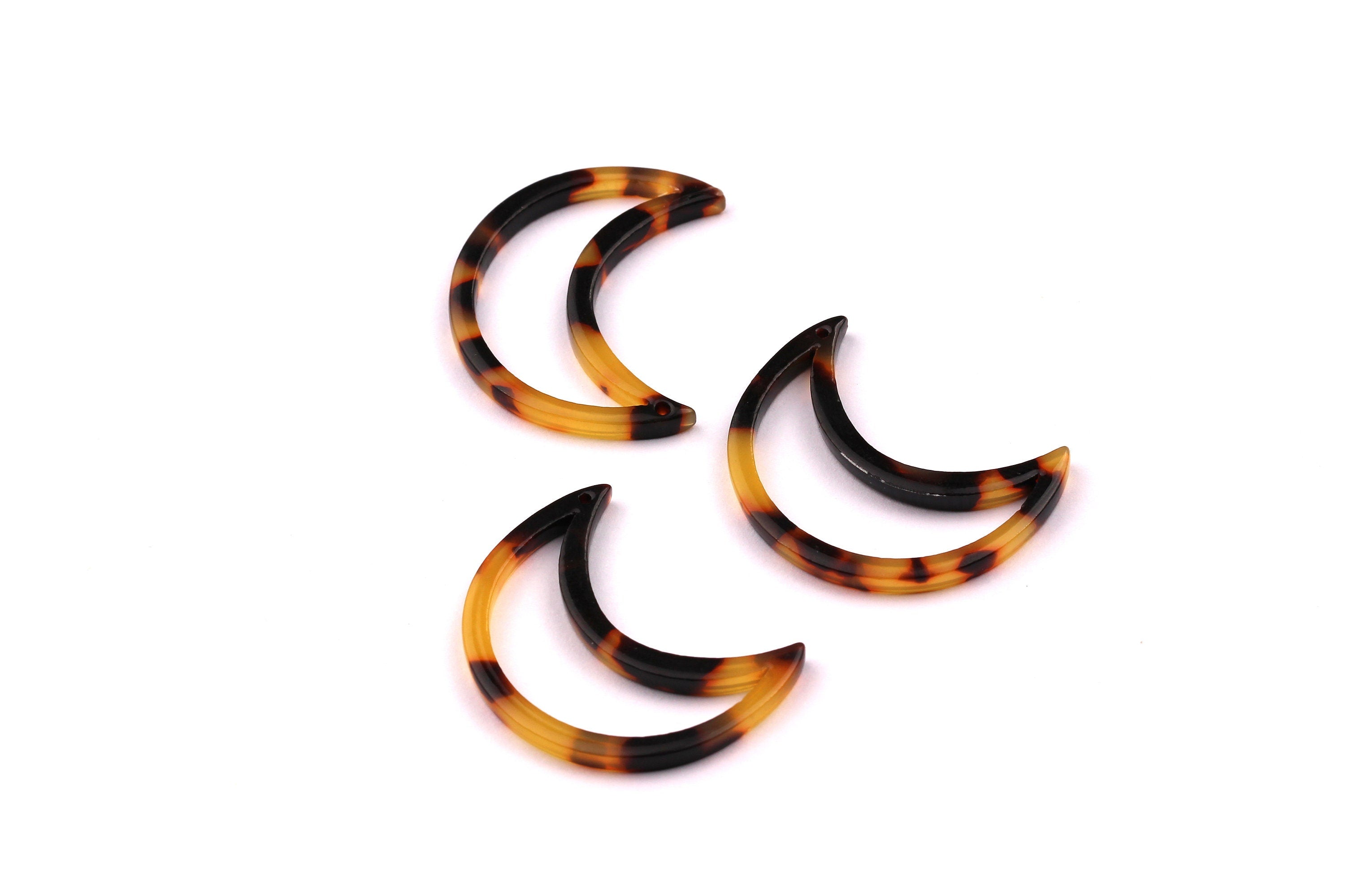 Acetate Moon Charms - Tortoise Shell - Moon Earrings and Pendant - Jewelry Making Supplies - Color Code: A01 - 31x25mm - AC1030B - DOMEDBAZAAR