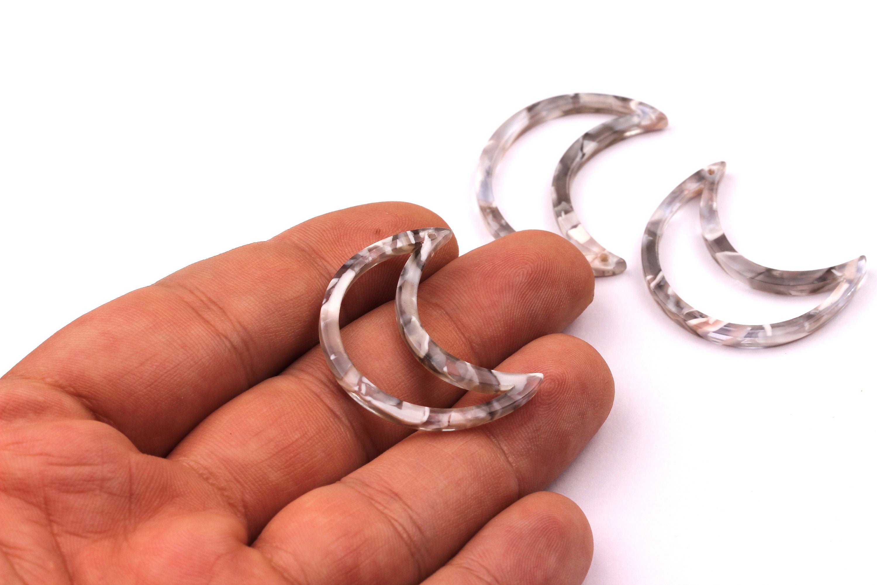 Acetate Moon Charms - Moon Earrings and Pendant - Earring Findings - Jewelry Supplies - Color Code: A20 - 31x25mm - AC1030C - DOMEDBAZAAR