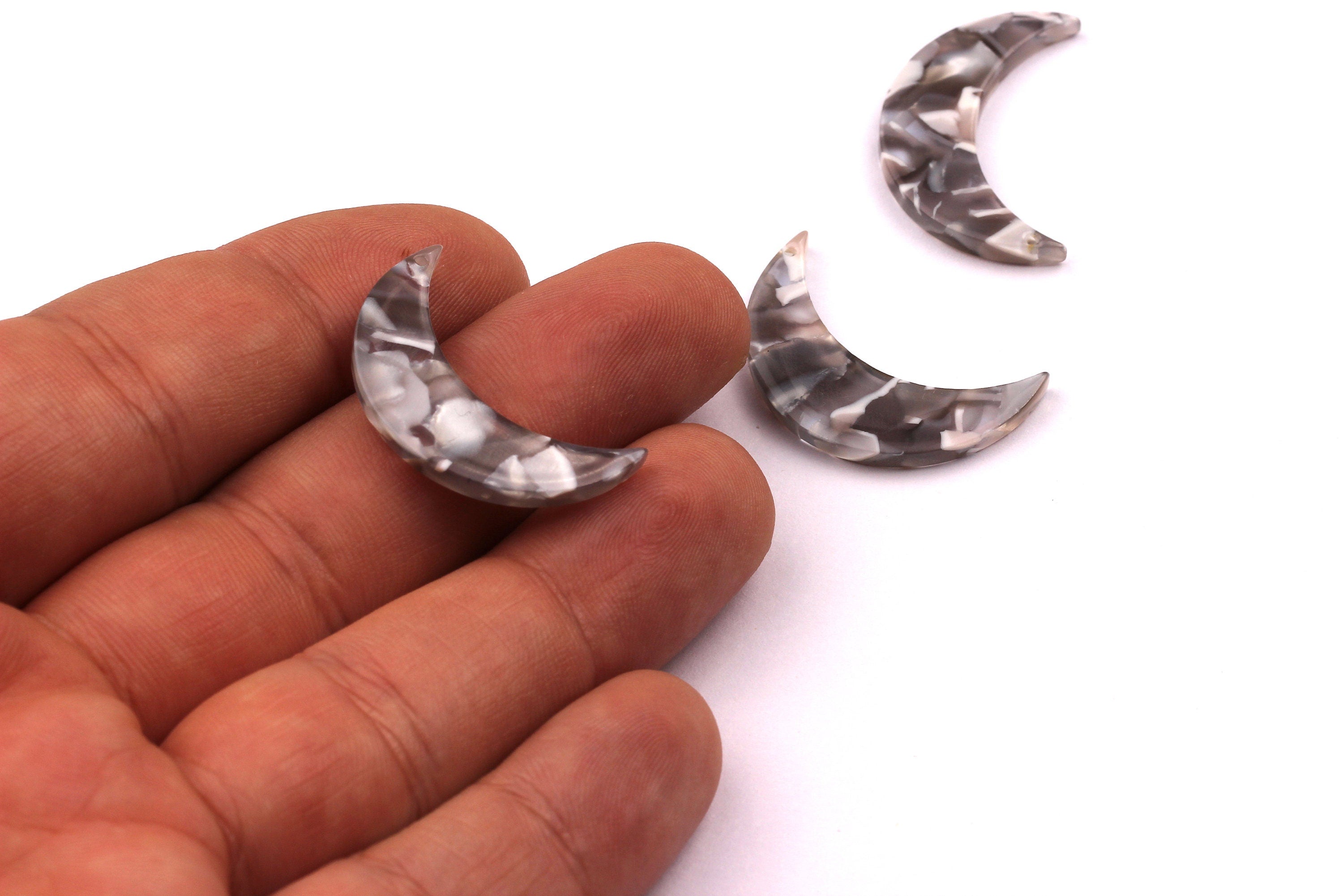 Acetate Moon Charms - Moon Earrings and Pendant - Earring Findings - Jewelry Supplies - Color Code: A20 - 27x17mm - AC1031C - DOMEDBAZAAR