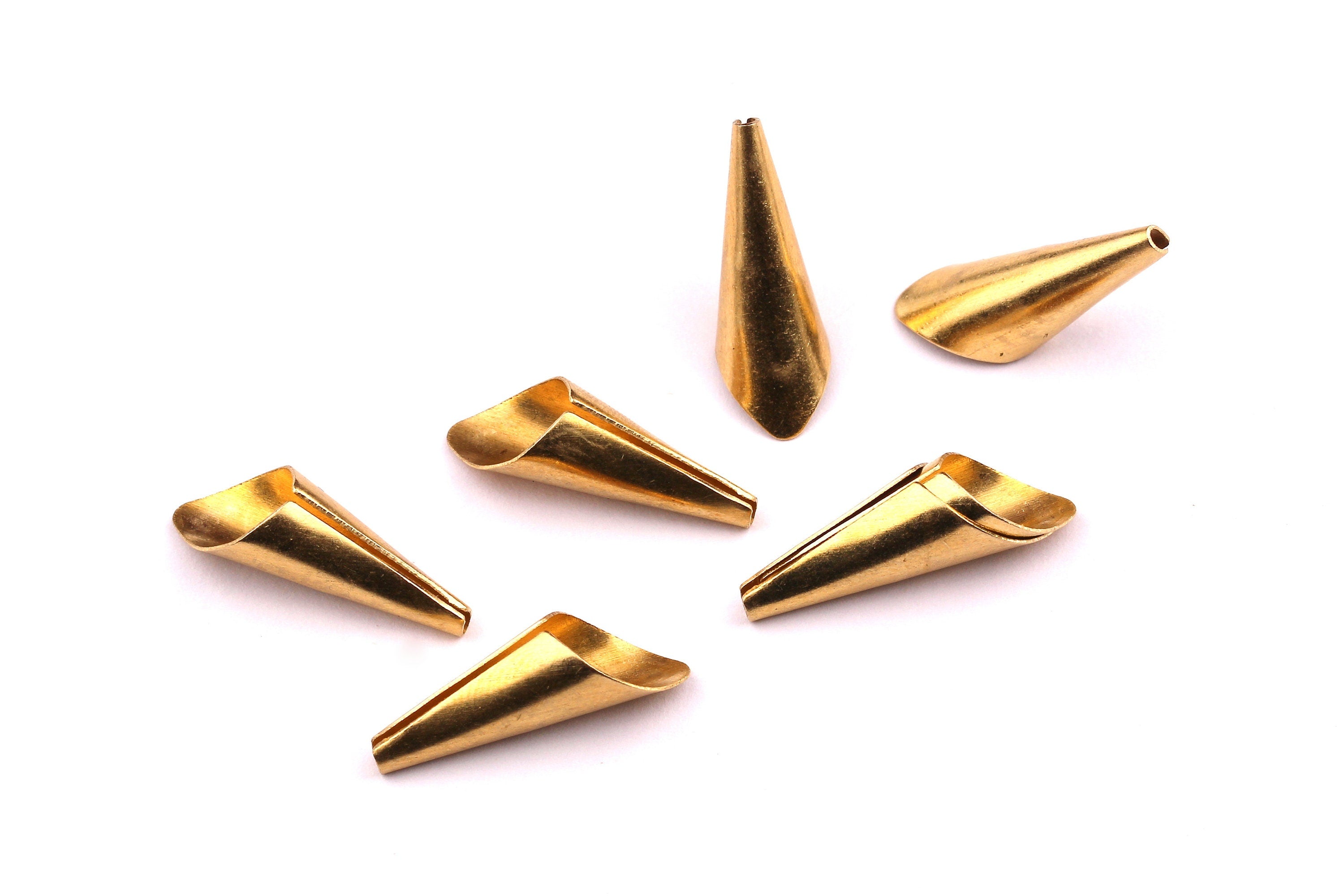 Brass Cone Bead Caps- Raw Brass Cone Bead Caps - Jewelry Supplies - 25x7mm - PP1194 - DOMEDBAZAAR