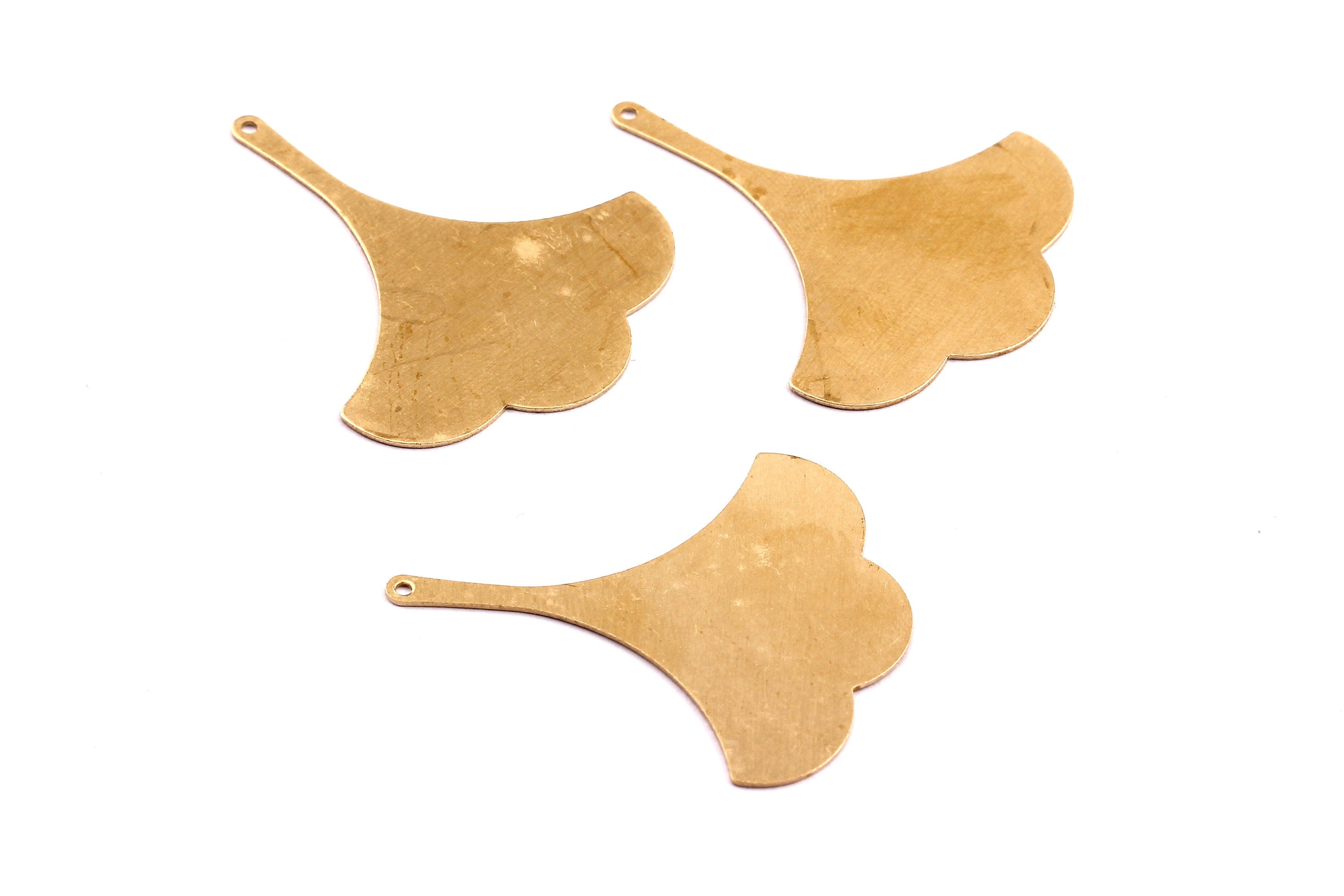 Brass Gingko Charms - Gingko Leaf Shaped Raw Brass Pendant - Jewelry Supplies - 37x31x0.5mm - PP1244 - DOMEDBAZAAR