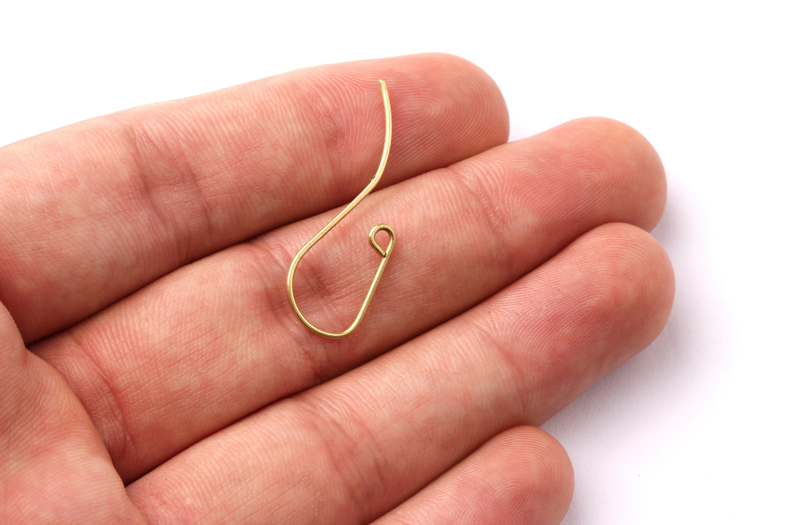 Brass Earring Wires - Raw Brass Ear Wire - Jewelry Supplies - 32 x21x0.75mm - PP1247 - DOMEDBAZAAR