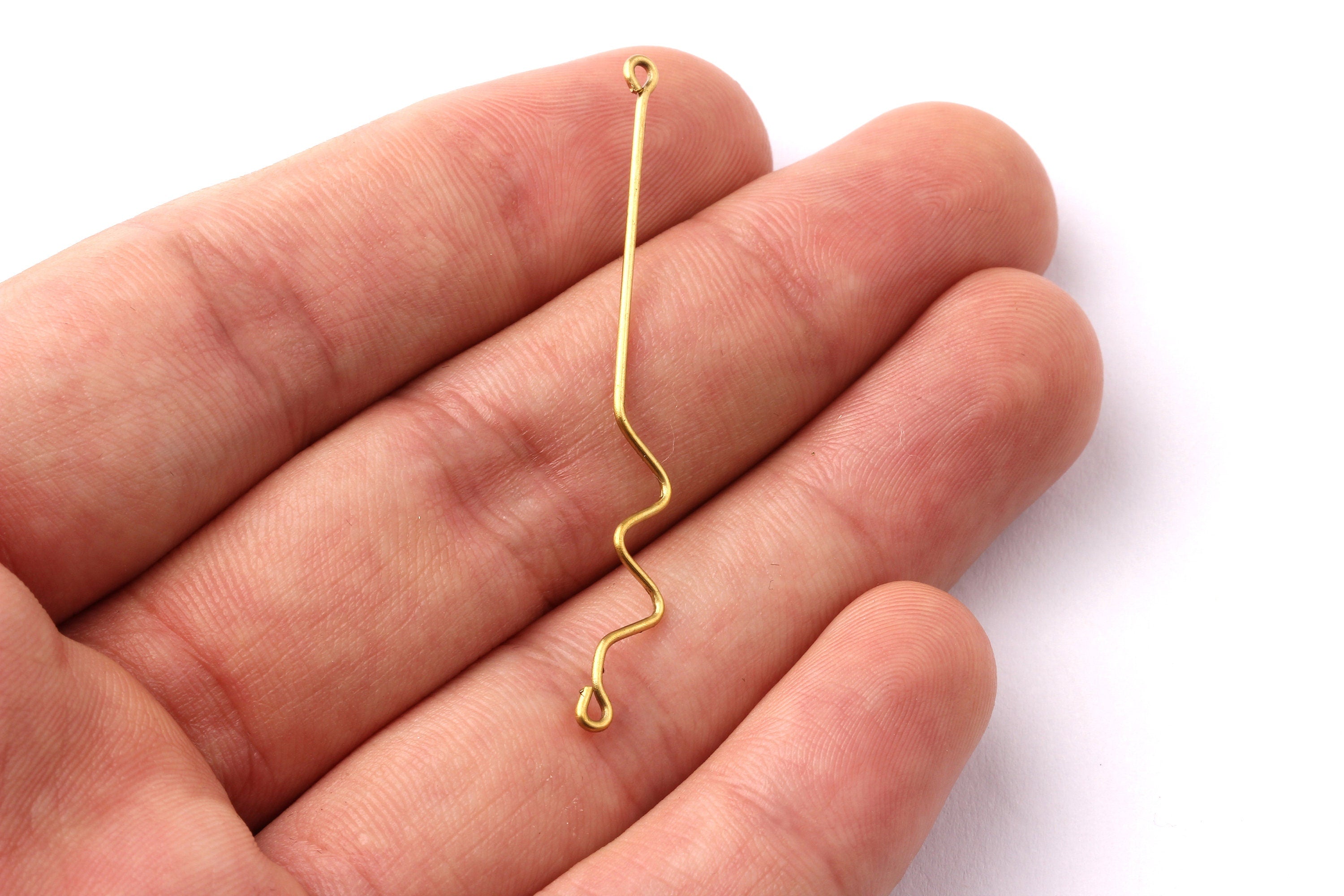 Raw Brass Connector - Waved Shaped Brass Connector - Jewelry Supplies - 50x6x0.8mm - PP1248 - DOMEDBAZAAR