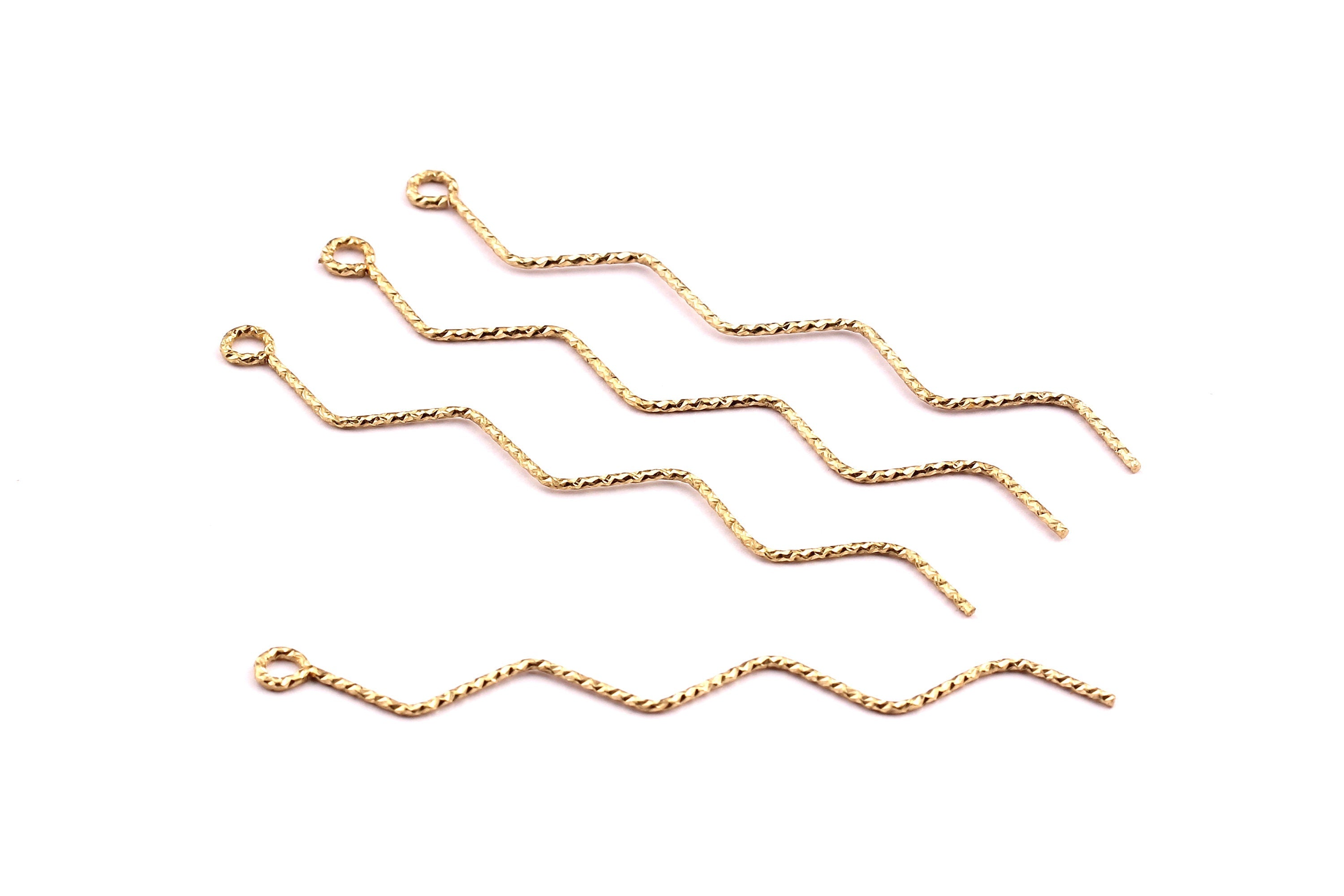Raw Brass Earring Charms- Wavy Shaped Brass Ear Thread - Jewelry Supplies - 70x6.5x1mm - PP1249 - DOMEDBAZAAR