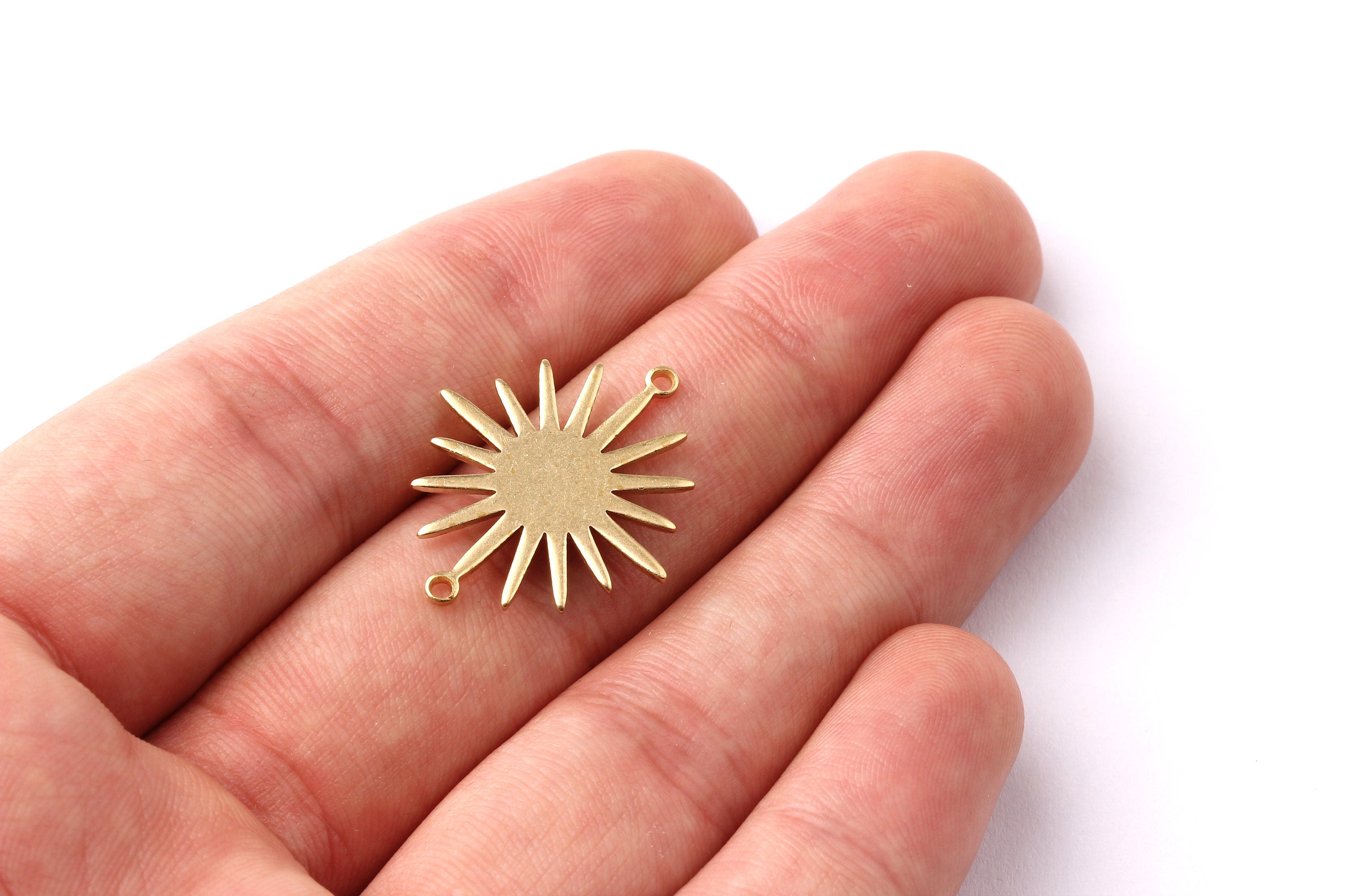 Raw Brass Connector - Sun Shaped Brass Charms - Jewelry Supplies - 27x26x1mm - PP1269 - DOMEDBAZAAR