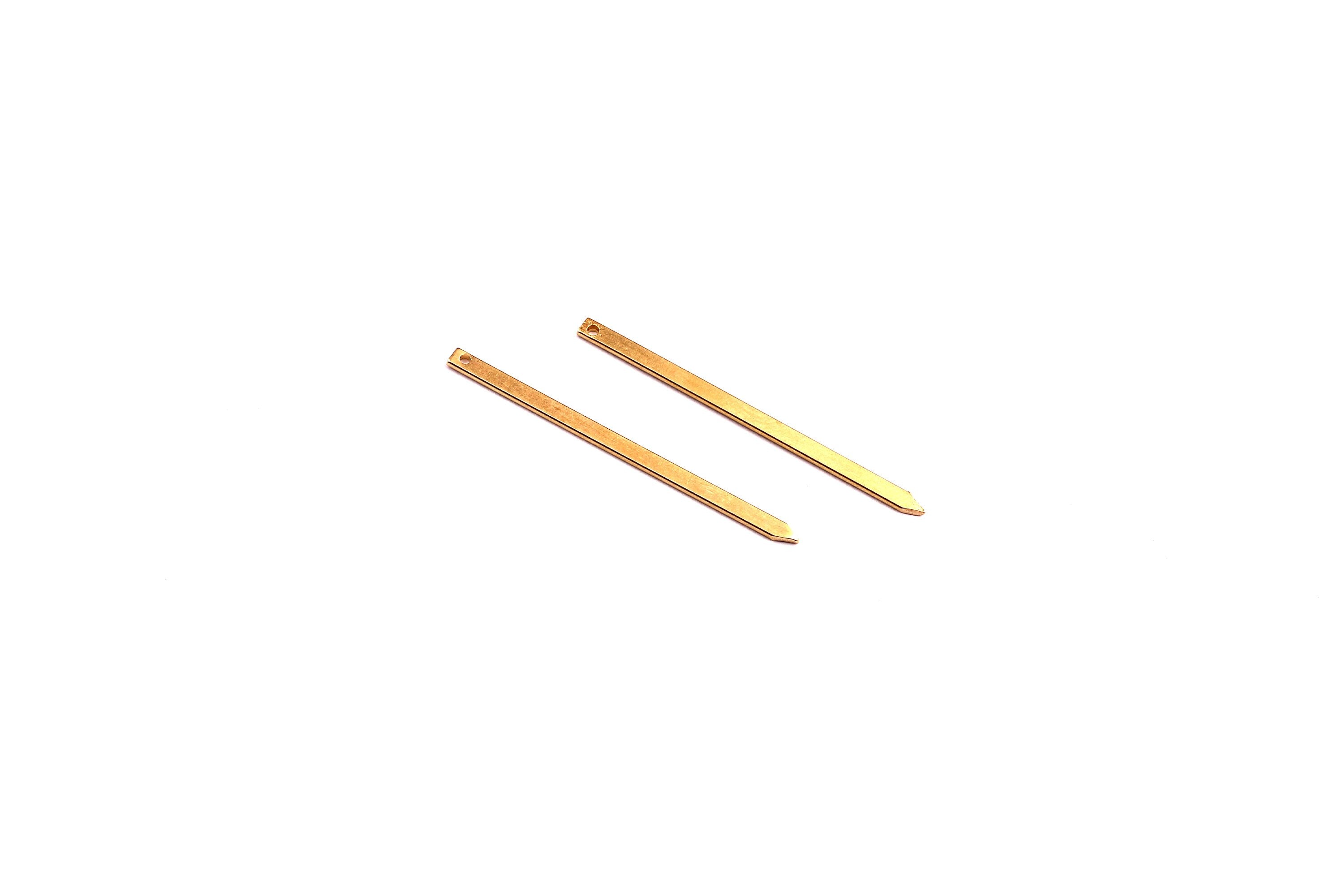 Brass Nail Charms - Stick Shaped Raw Brass Charms - Jewelry Supplies - 34x2x0.75mm - PP1273 - DOMEDBAZAAR