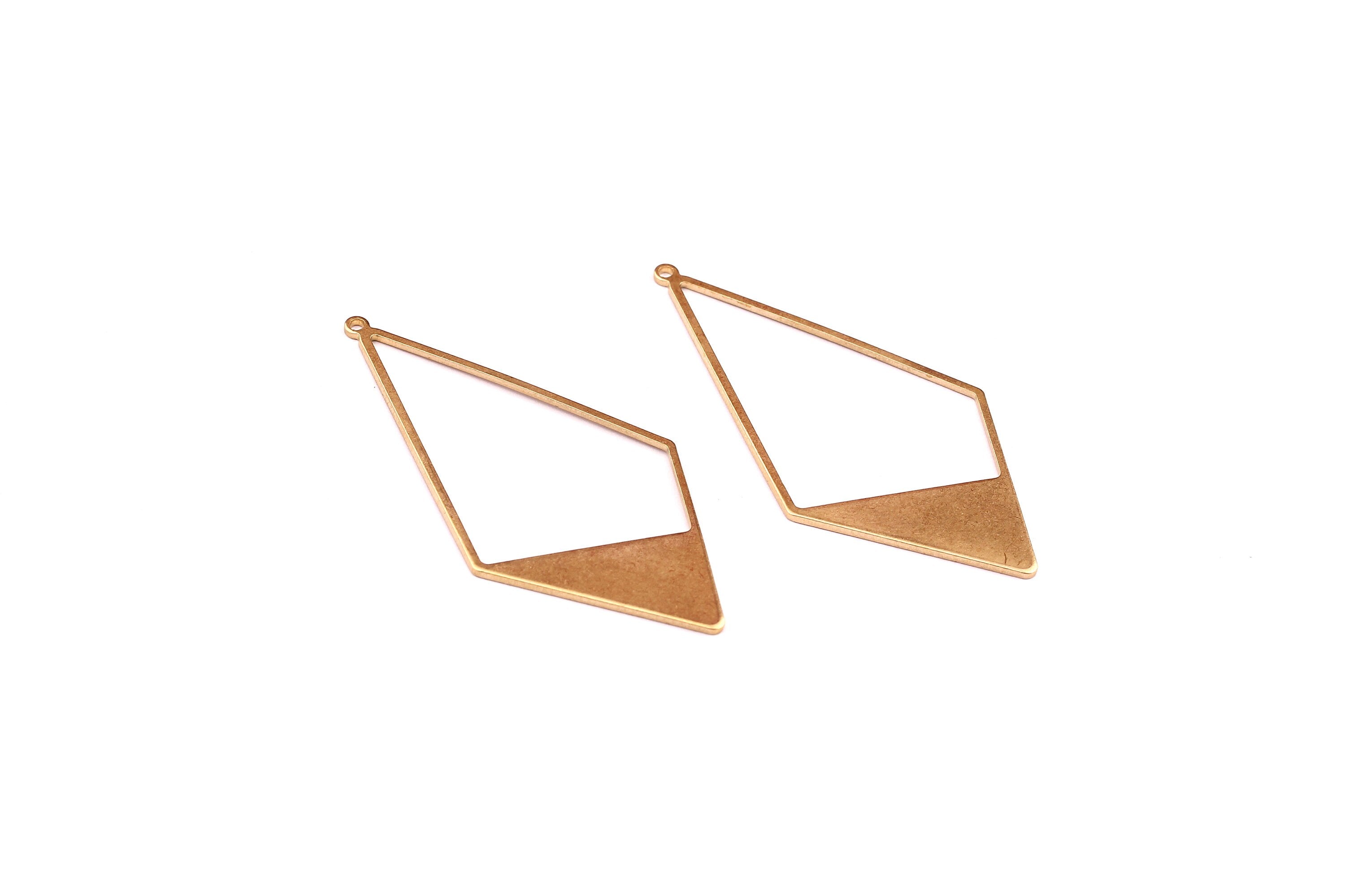 Brass Rhombus Charms - Rhombus Shaped Raw Brass Charms - Geometric Pendant - Jewelry Supplies - 56x27x1mm - PP1294 - DOMEDBAZAAR