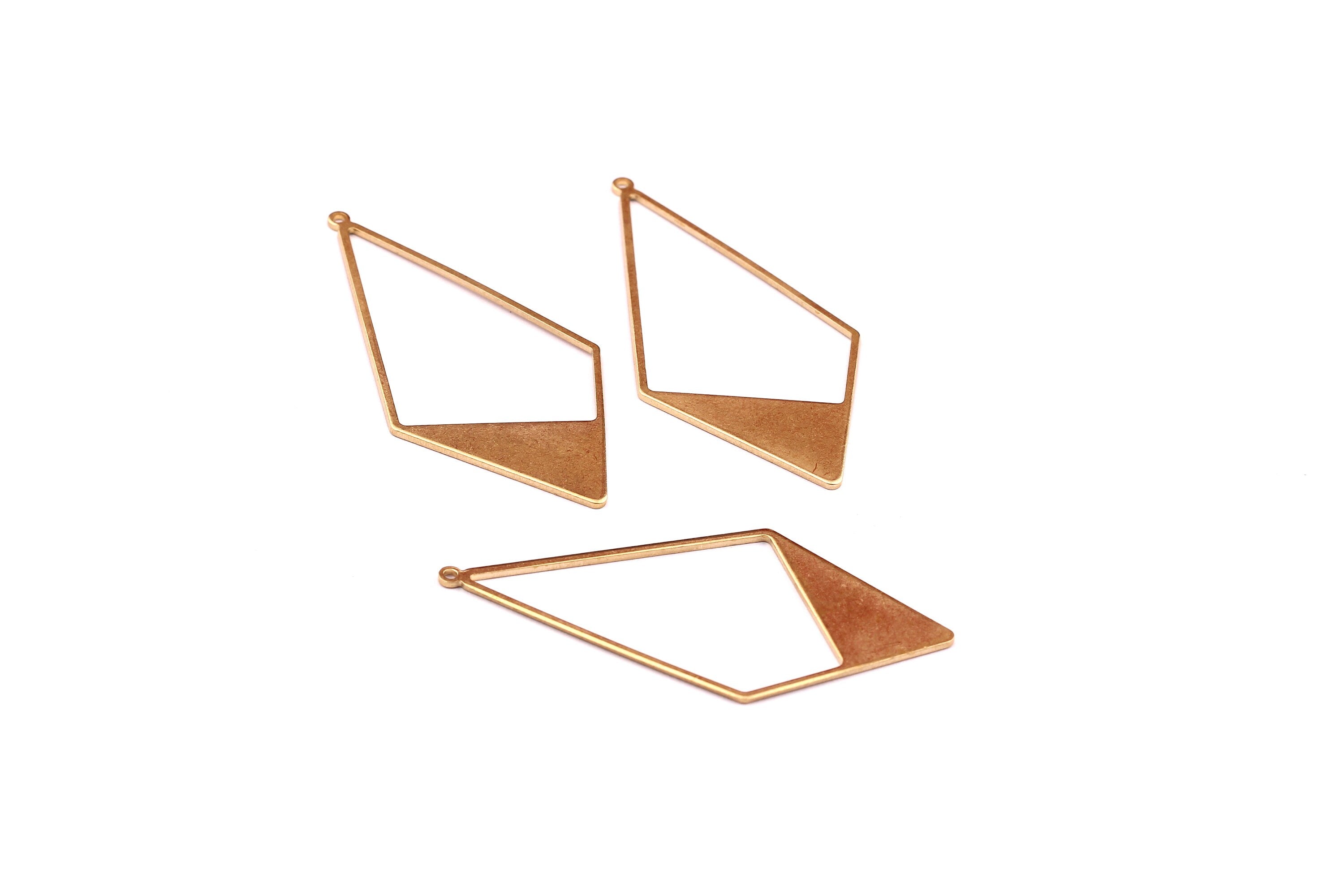 Brass Rhombus Charms - Rhombus Shaped Raw Brass Charms - Geometric Pendant - Jewelry Supplies - 56x27x1mm - PP1294 - DOMEDBAZAAR