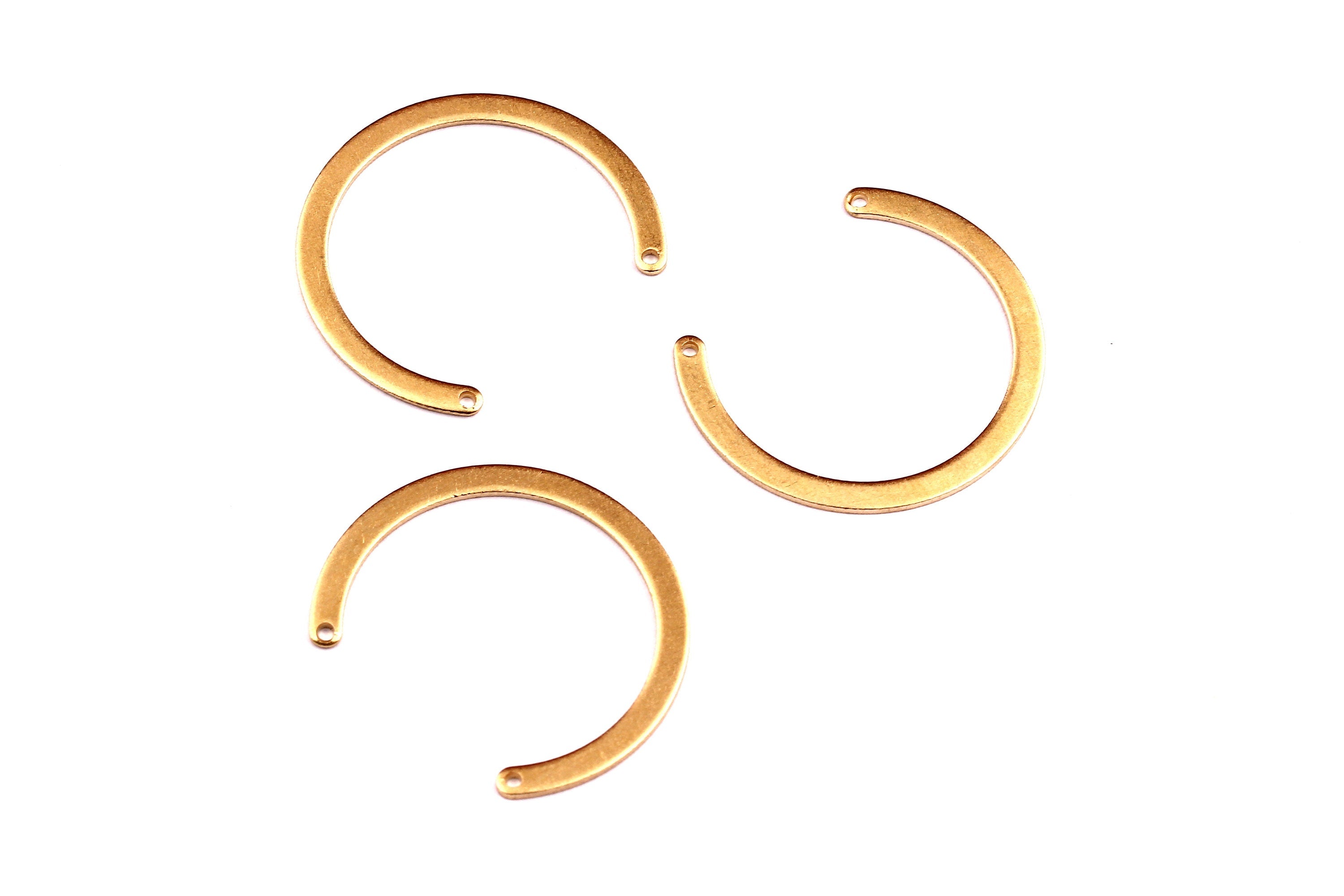 C Shaped Brass Charms - Raw Brass Hoop Connector - Jewelry Supplies - 24x28x0.75mm - PP1302 - DOMEDBAZAAR