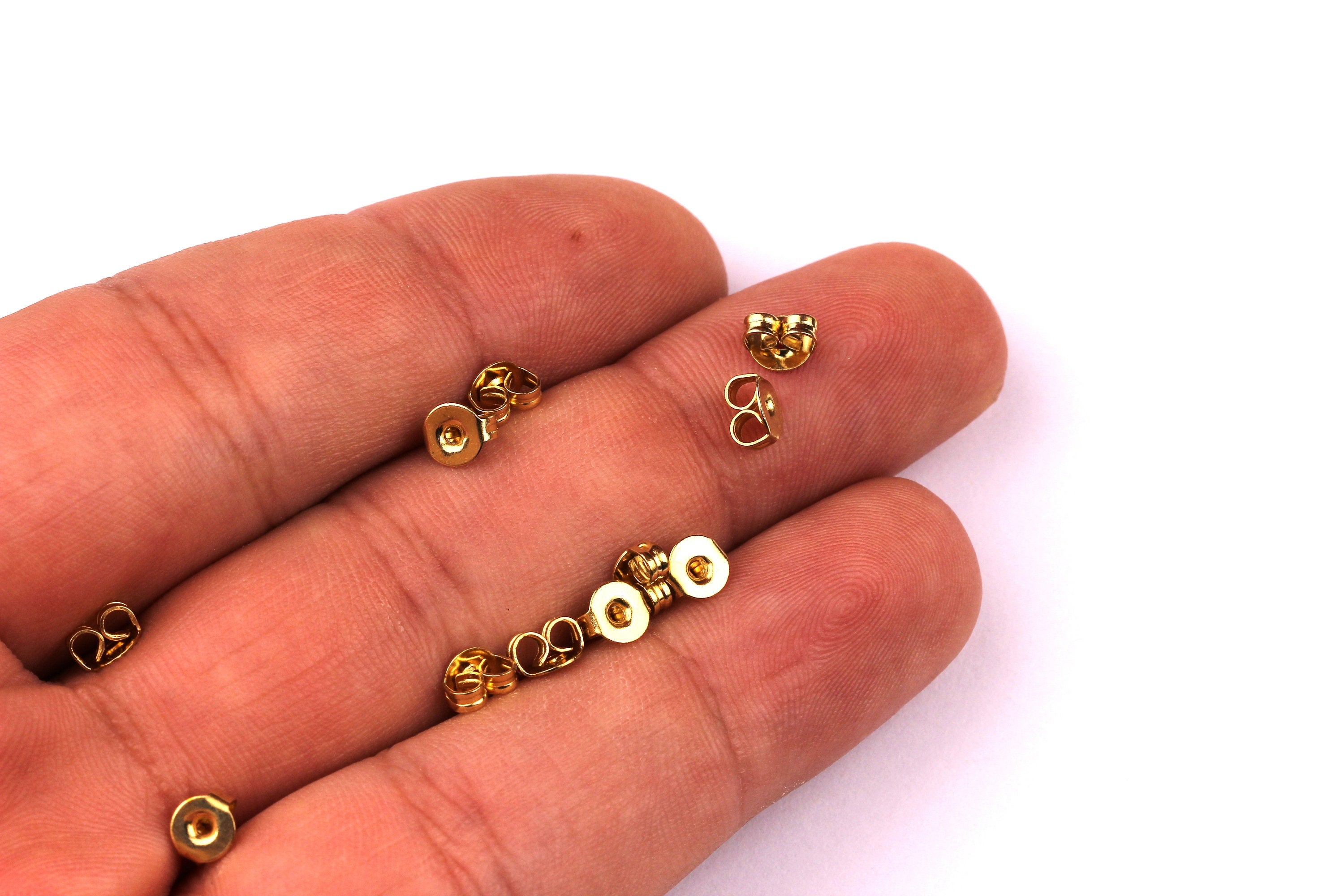 Raw Brass Earring Stud Back -   Stopper - Ear Nuts - Ear Wire Backs - Earring Findings- Jewelry Supplies - 5mm - 100pcs - PP1116 - DOMEDBAZAAR