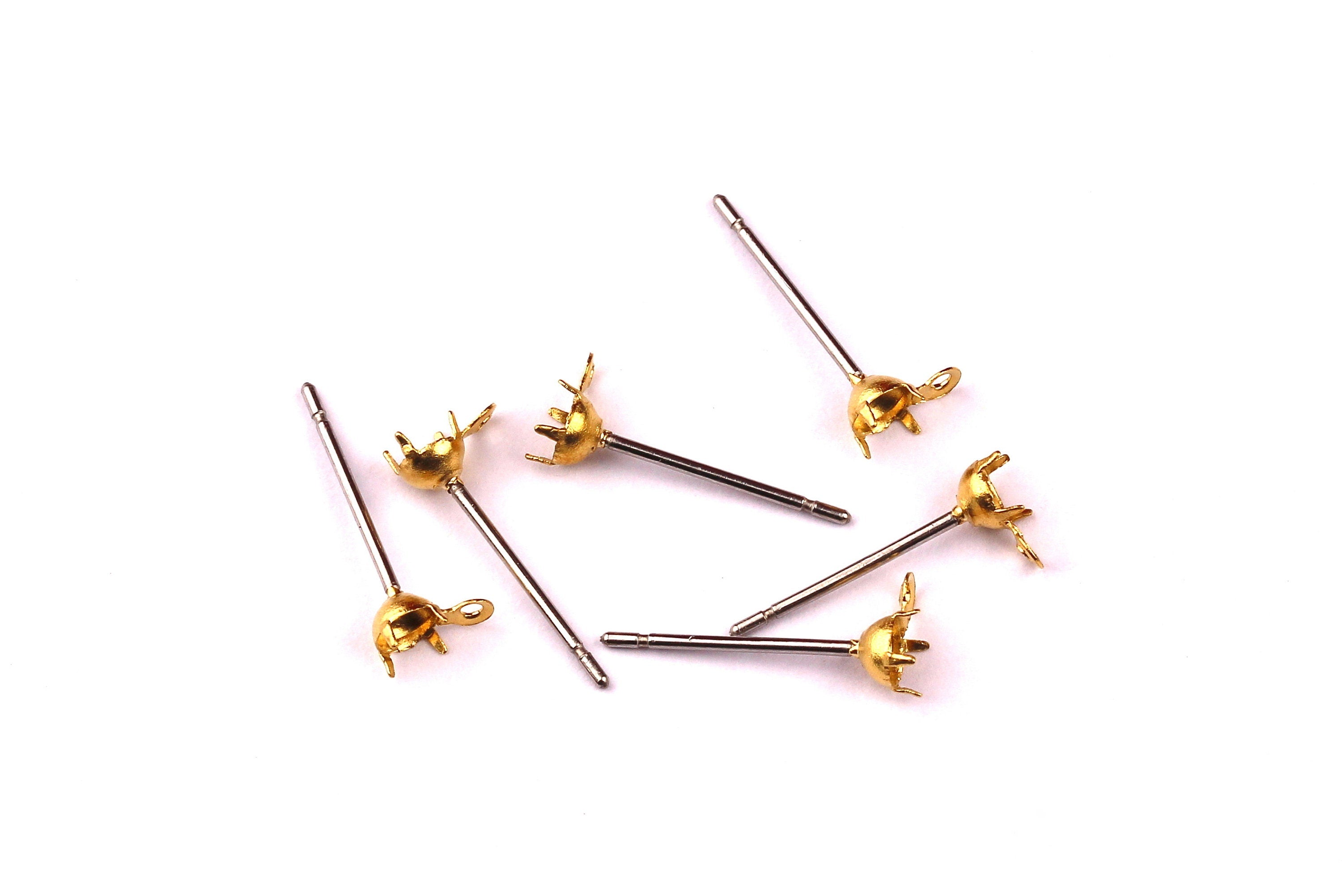 Brass Earring Post - Brass Setting - 316L Stainless Steel Stud - Earring Findings- Jewelry Supplies - 3.3mm Pad - PP1120 - DOMEDBAZAAR