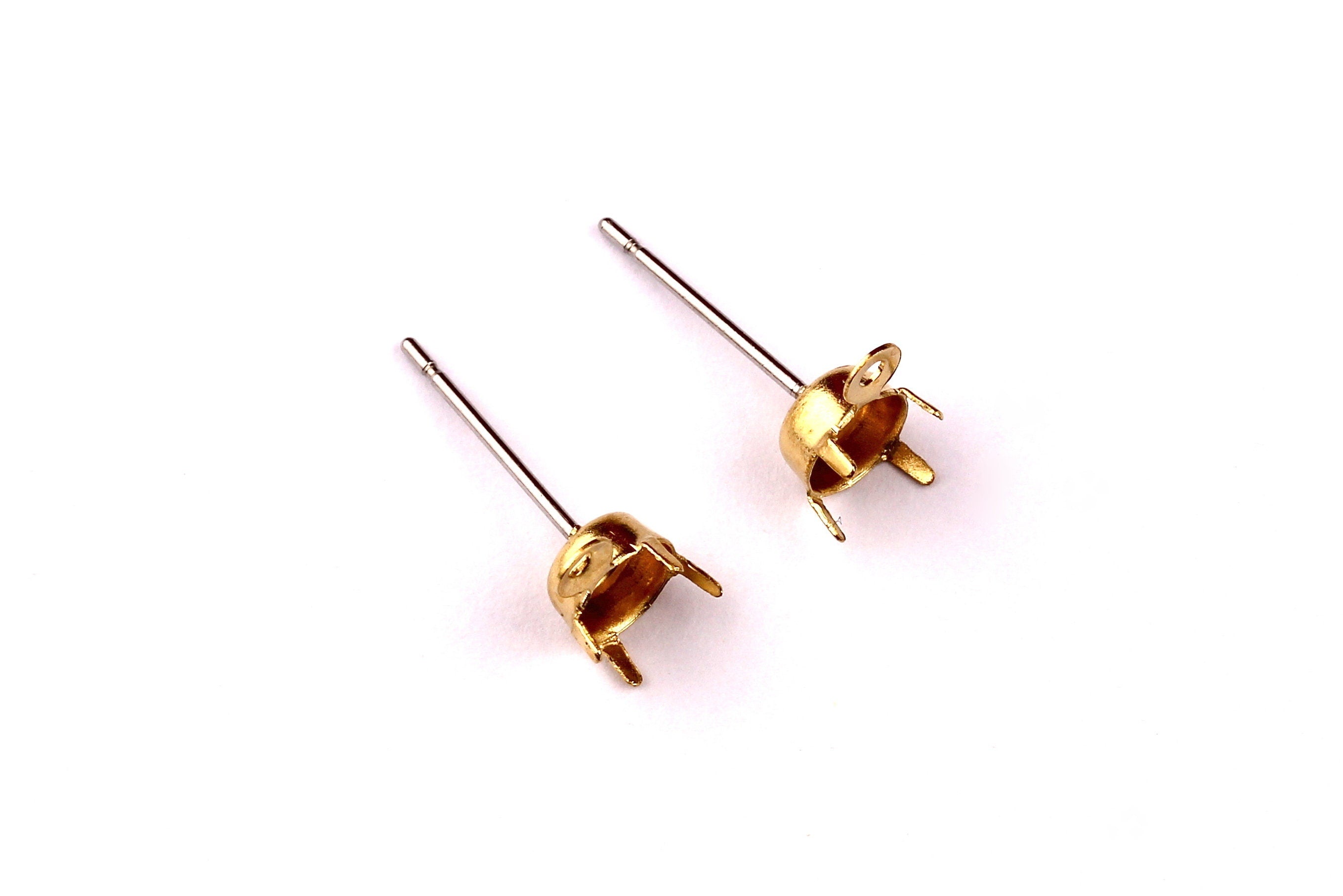 Brass Earring Post - Brass Setting - 316L Stainless Steel Stud - Earring Findings- Jewelry Supplies - 5mm Pad - PP1122 - DOMEDBAZAAR