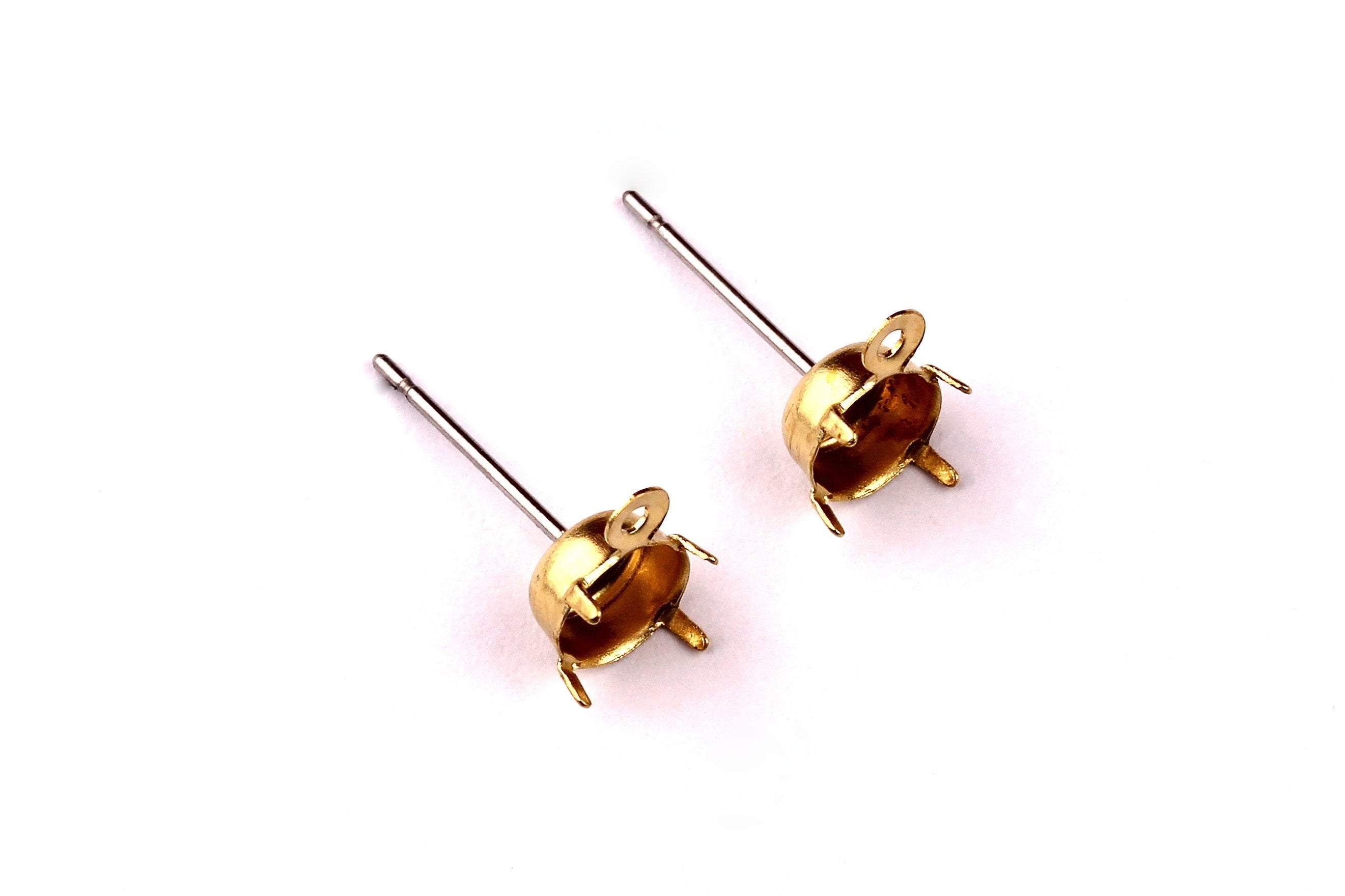 Brass Earring Post - Brass Setting - 316L Stainless Steel Stud - Earring Findings- Jewelry Supplies - 6mm Pad - PP1123 - DOMEDBAZAAR