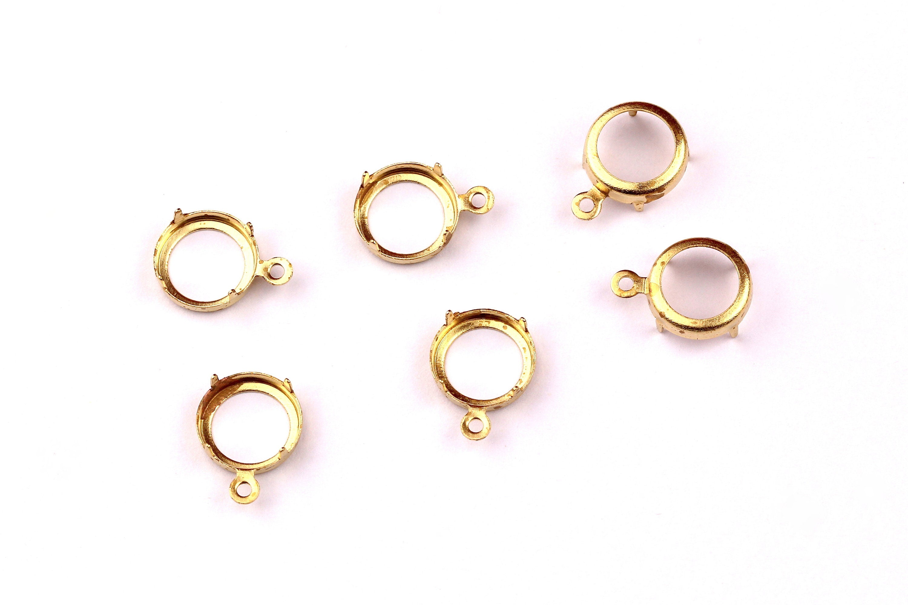 Brass Prong Setting - Circle Shaped Setting - Earring Findings- Jewelry Supplies - 8.7mm Pad - PP1126 - DOMEDBAZAAR
