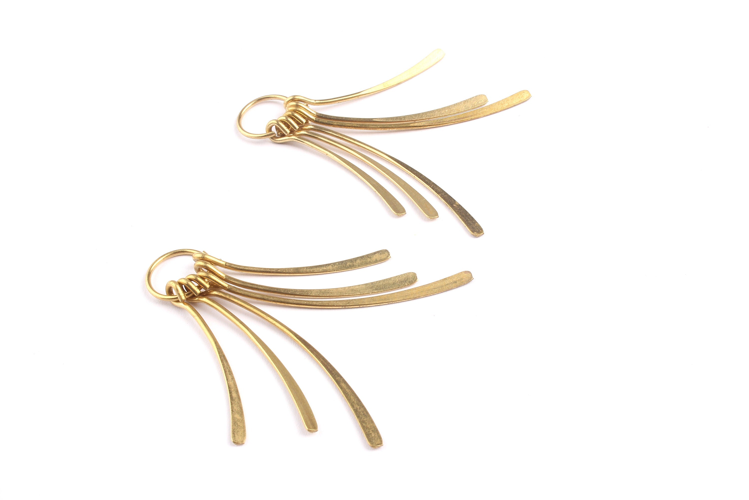 Brass Fringed Charms - Raw Brass Hammered Fringed Trim Charms - Earring Findings - Jewelry Supplies - 54x12x1mm - PP1308 - DOMEDBAZAAR