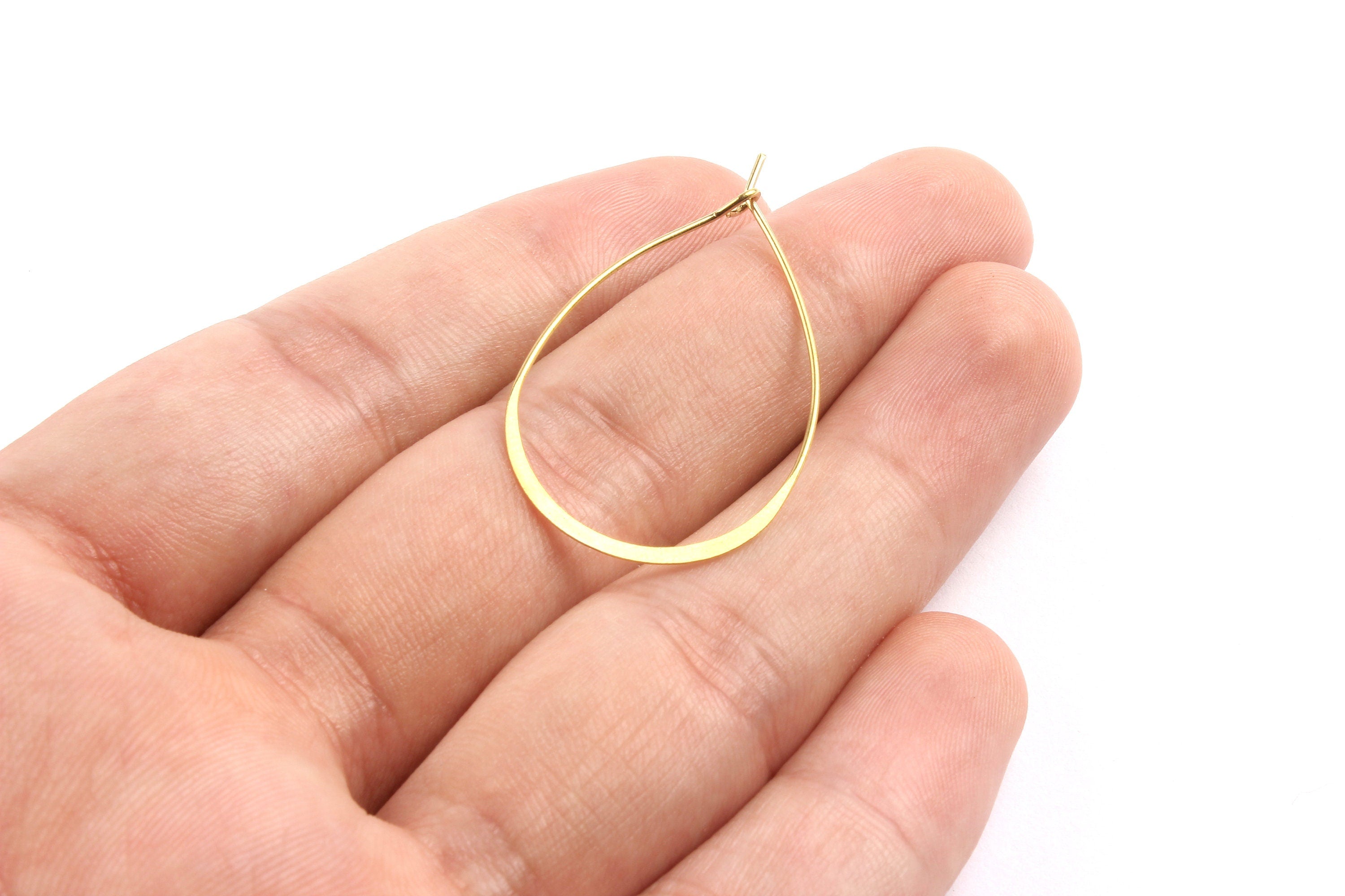 Brass Earring Wire - Raw Brass Drop Shaped Ear Wire - Earring Findings - Jewelry Supplies - 40x23x0.8mm - PP1318 - DOMEDBAZAAR