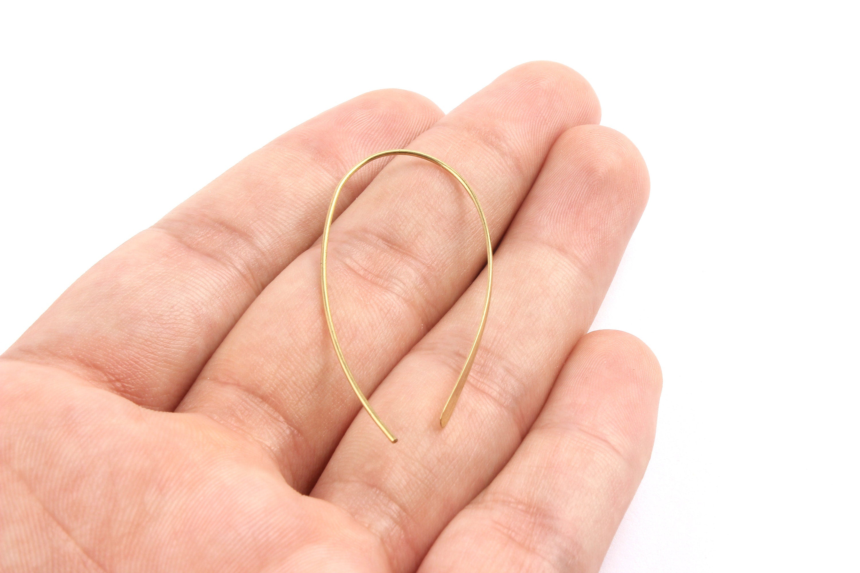 Brass Earring Wire - Raw Brass Ear Wire - Earring Findings - Jewelry Supplies - 48x20x0.8mm - PP1320 - DOMEDBAZAAR