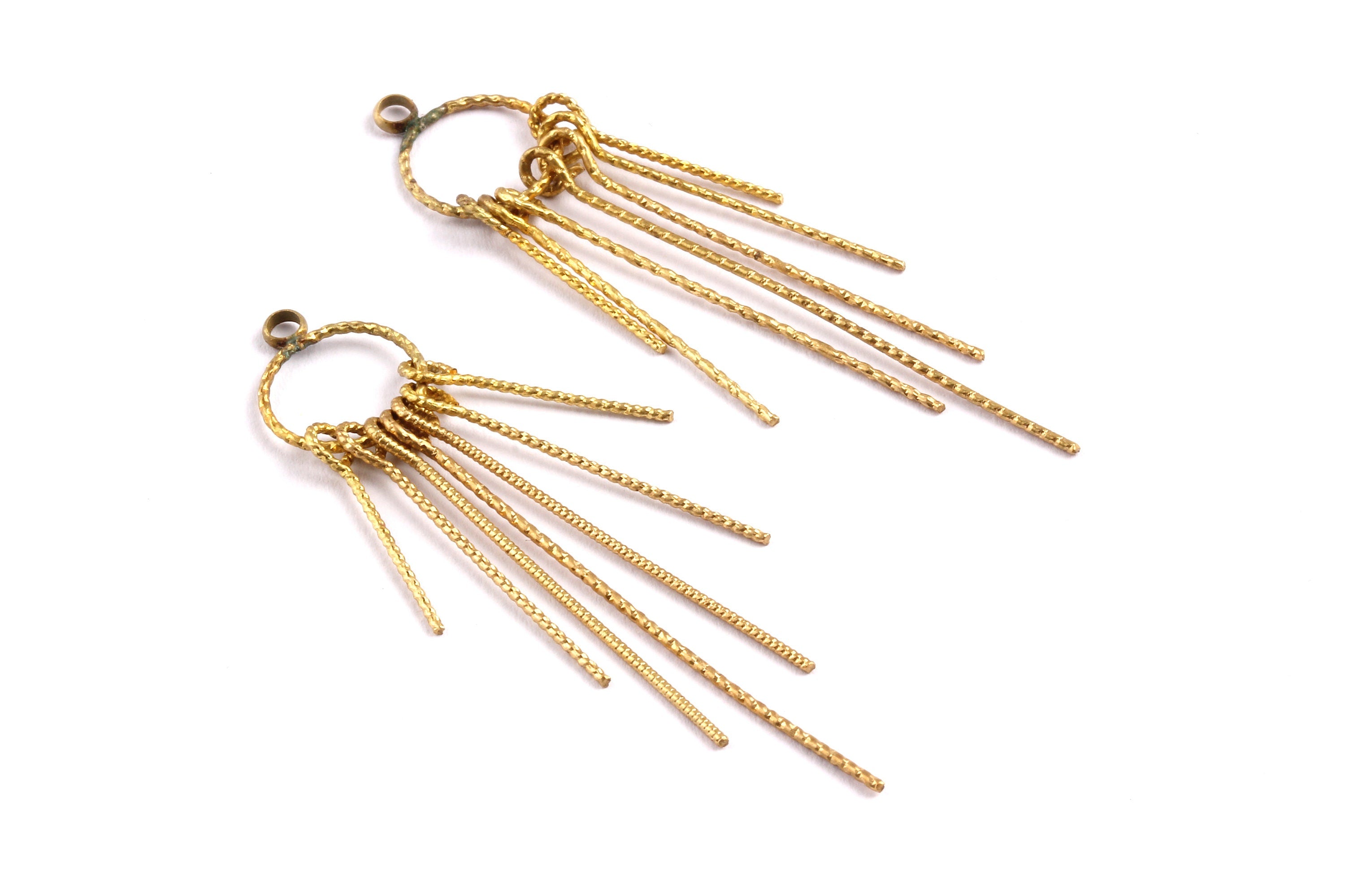 Brass Fringed Charms - Raw Brass Fringed Trim Charms - Earring Findings - Jewelry Supplies - 52x10x0.75mm - PP1327 - DOMEDBAZAAR