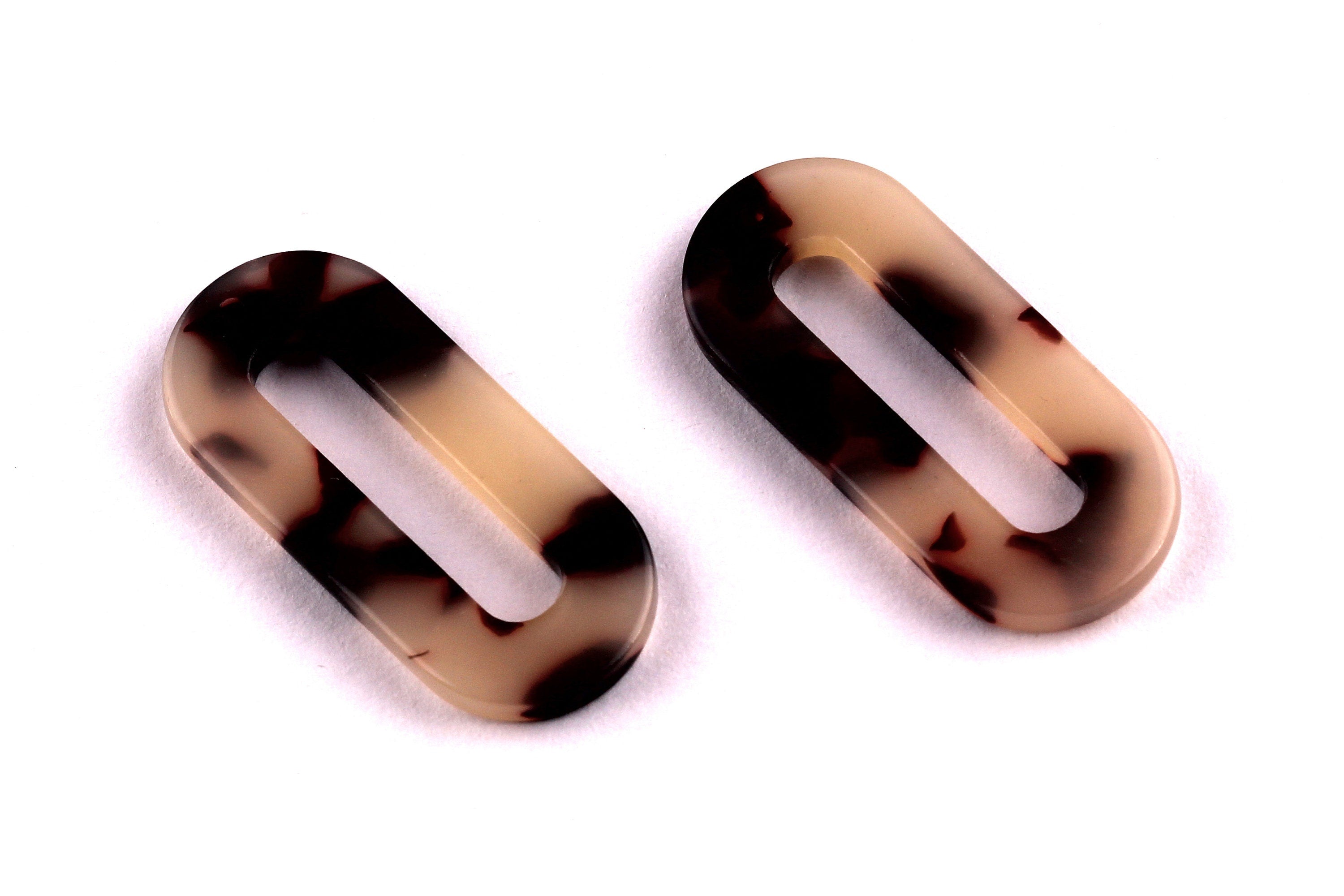 Acetate Oval & Zero Charms - Blonde Tortoise Shell Earrings - Zero / Oval Earrings and Pendant - Color Code: A07 - 30x13.5x2.6mm - AC1033D - DOMEDBAZAAR