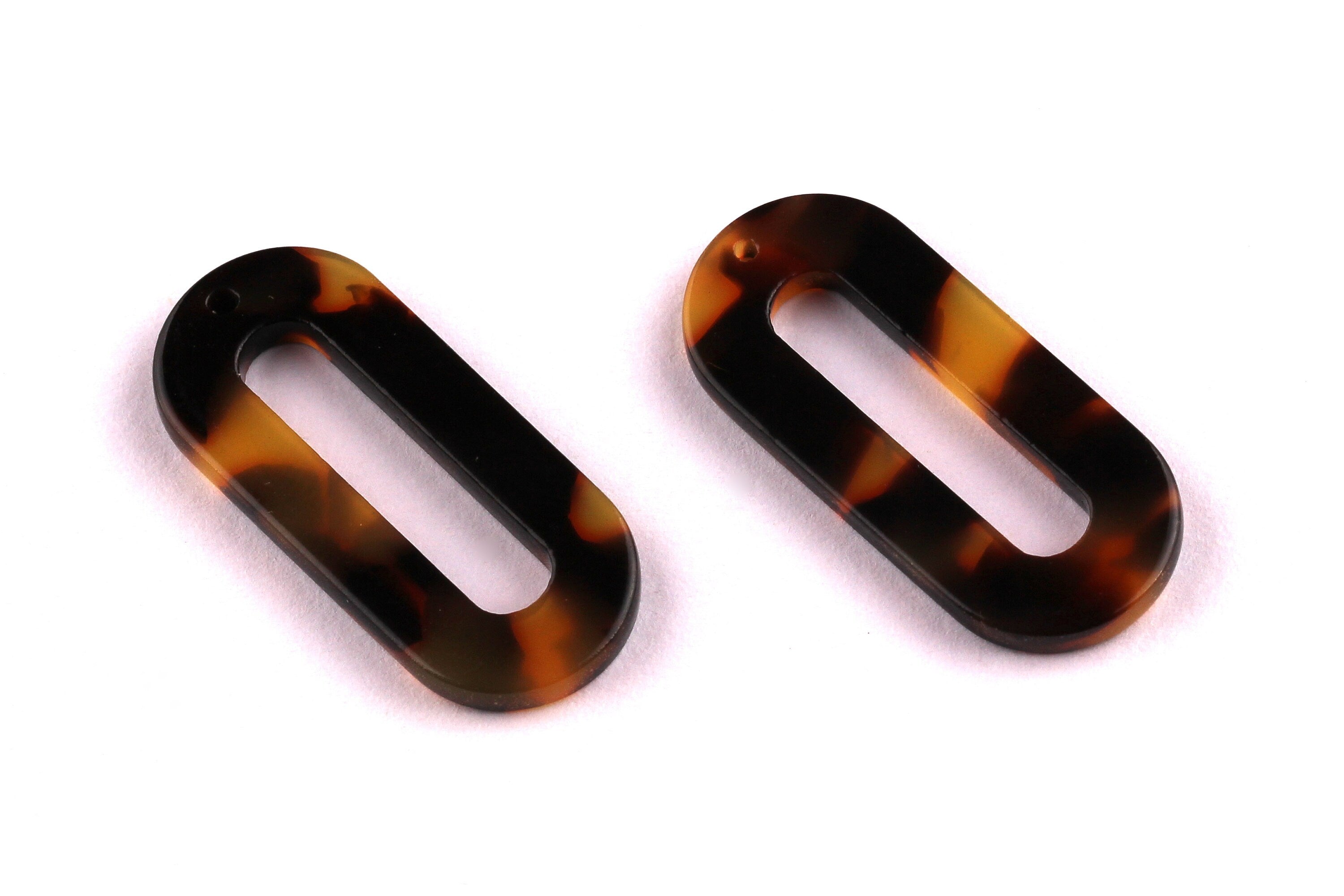 Acetate Oval & Zero Charms - Tortoise Shell Earrings - Zero / Oval Earrings and Pendant - Color Code: A01 - 30x13.5x2.6mm - AC1033C - DOMEDBAZAAR