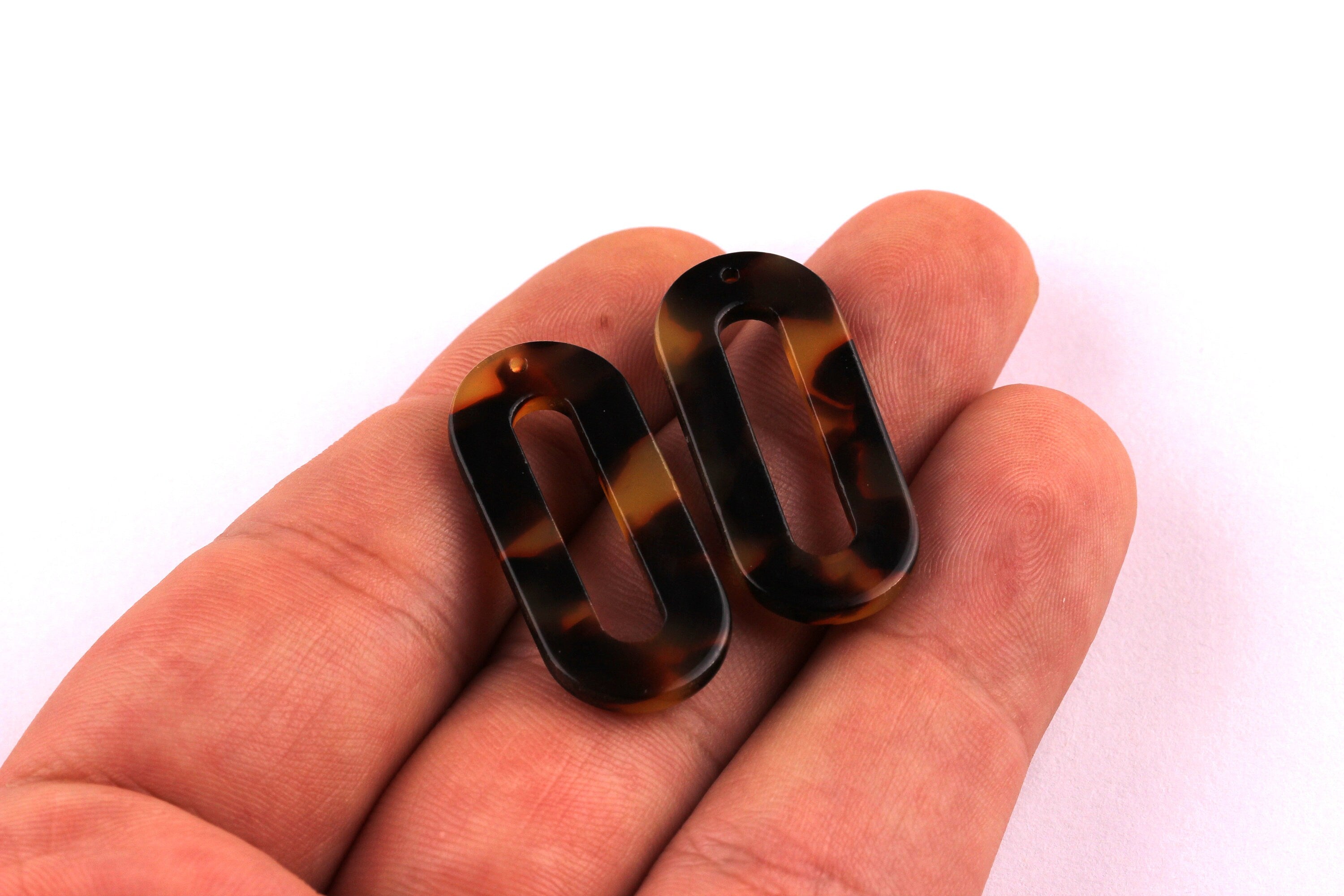 Acetate Oval & Zero Charms - Tortoise Shell Earrings - Zero / Oval Earrings and Pendant - Color Code: A01 - 30x13.5x2.6mm - AC1033C - DOMEDBAZAAR
