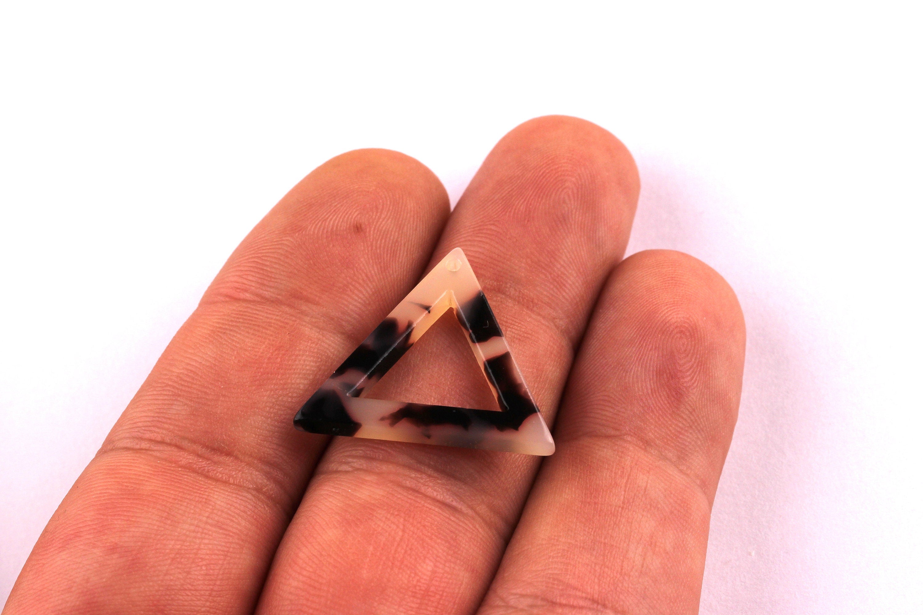 Acetate Triangle Charms - Blonde Tortoise Shell Earrings - Triangle Earrings and Pendant - Color Code: A07 - 22x24x2.6mm - AC1034A - DOMEDBAZAAR
