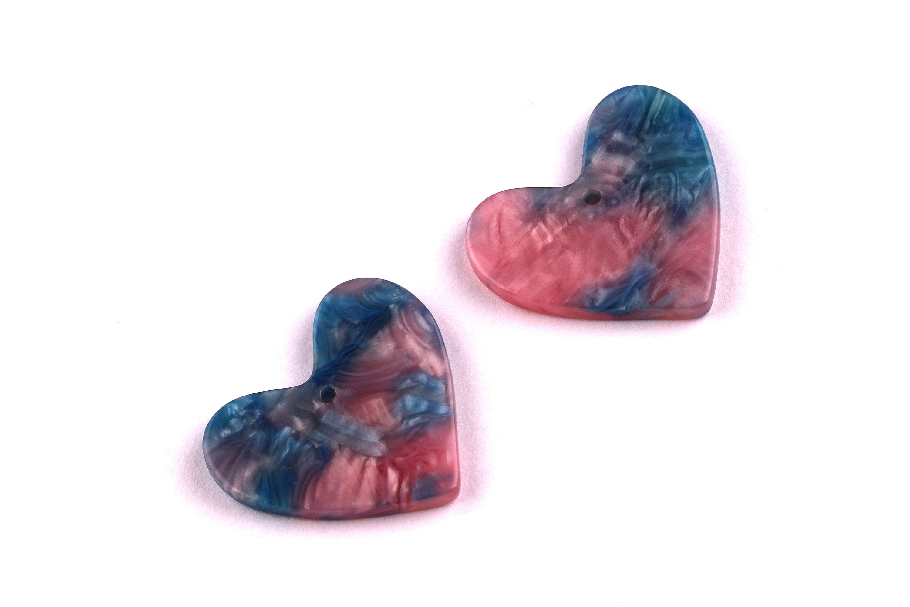 Acetate Heart Charms - Heart Earrings and Pendant - Earring Findings - Jewelry Supplies - Color Code: A94 - 20x23x2.4mm - AC1036A - DOMEDBAZAAR
