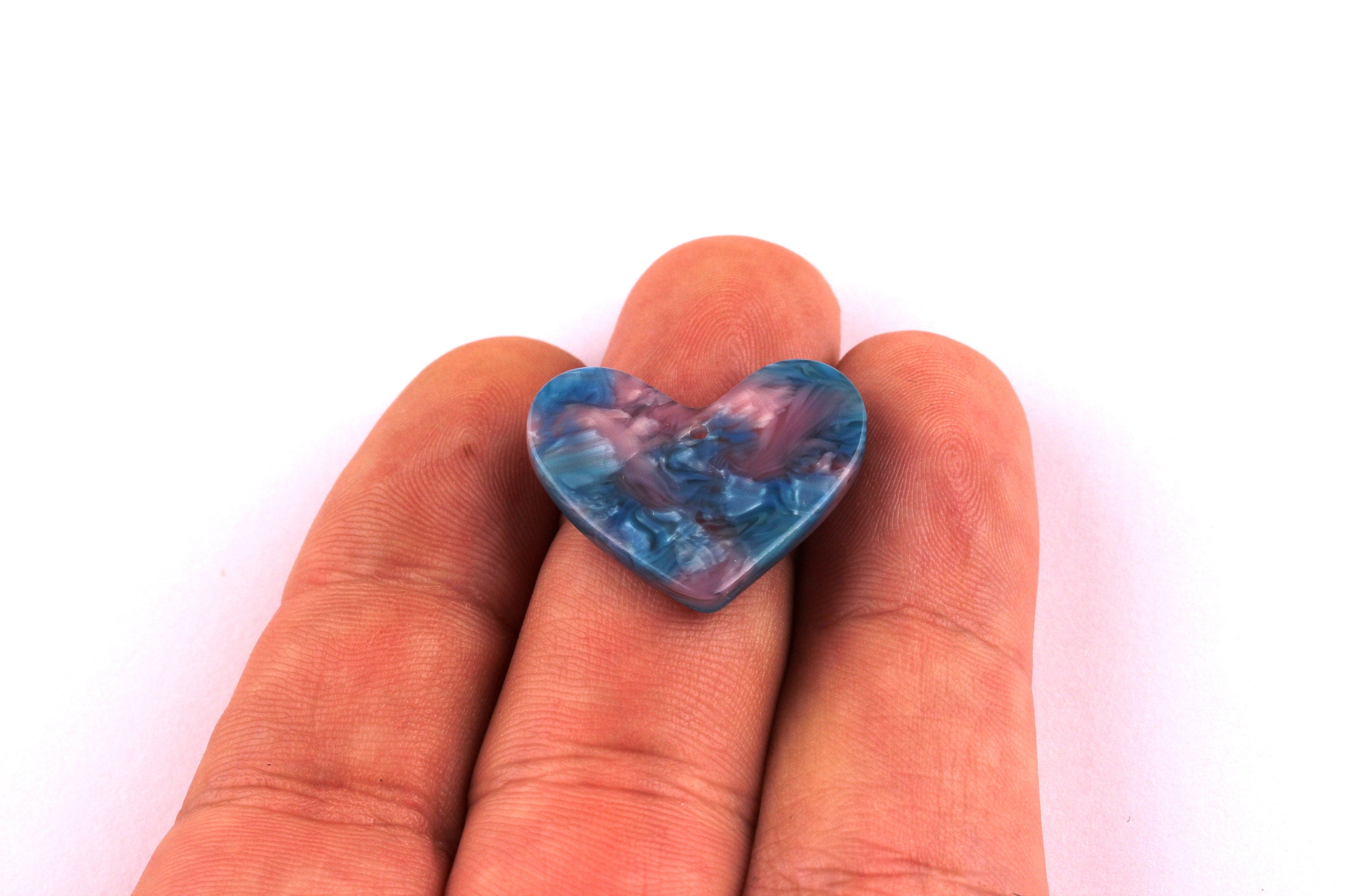 Acetate Heart Charms - Heart Earrings and Pendant - Earring Findings - Jewelry Supplies - Color Code: A94 - 20x23x2.4mm - AC1036A - DOMEDBAZAAR