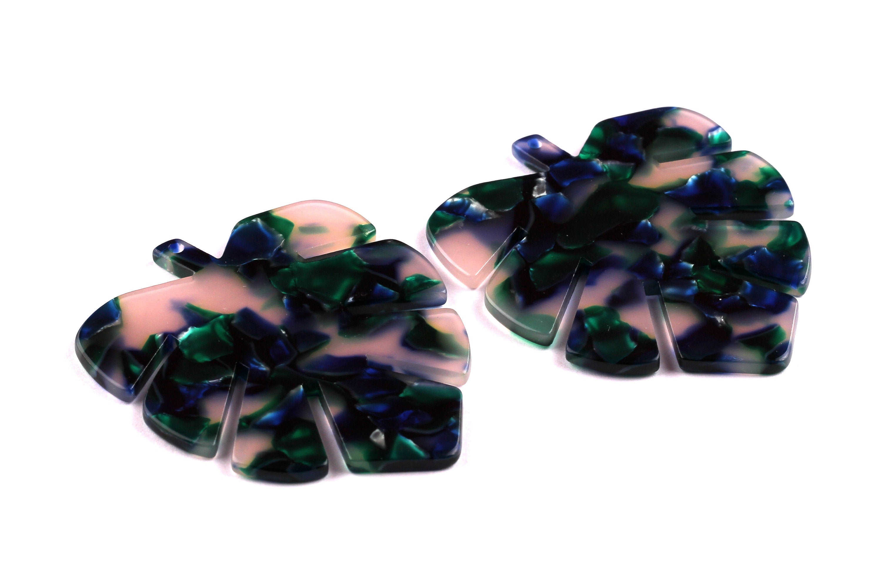 Acetate Leaf Charms - Leaf Earrings and Pendant - Earring Findings - Jewelry Supplies - Color Code: A18 - 58.4x49.4x2.58mm - AC1053A - DOMEDBAZAAR