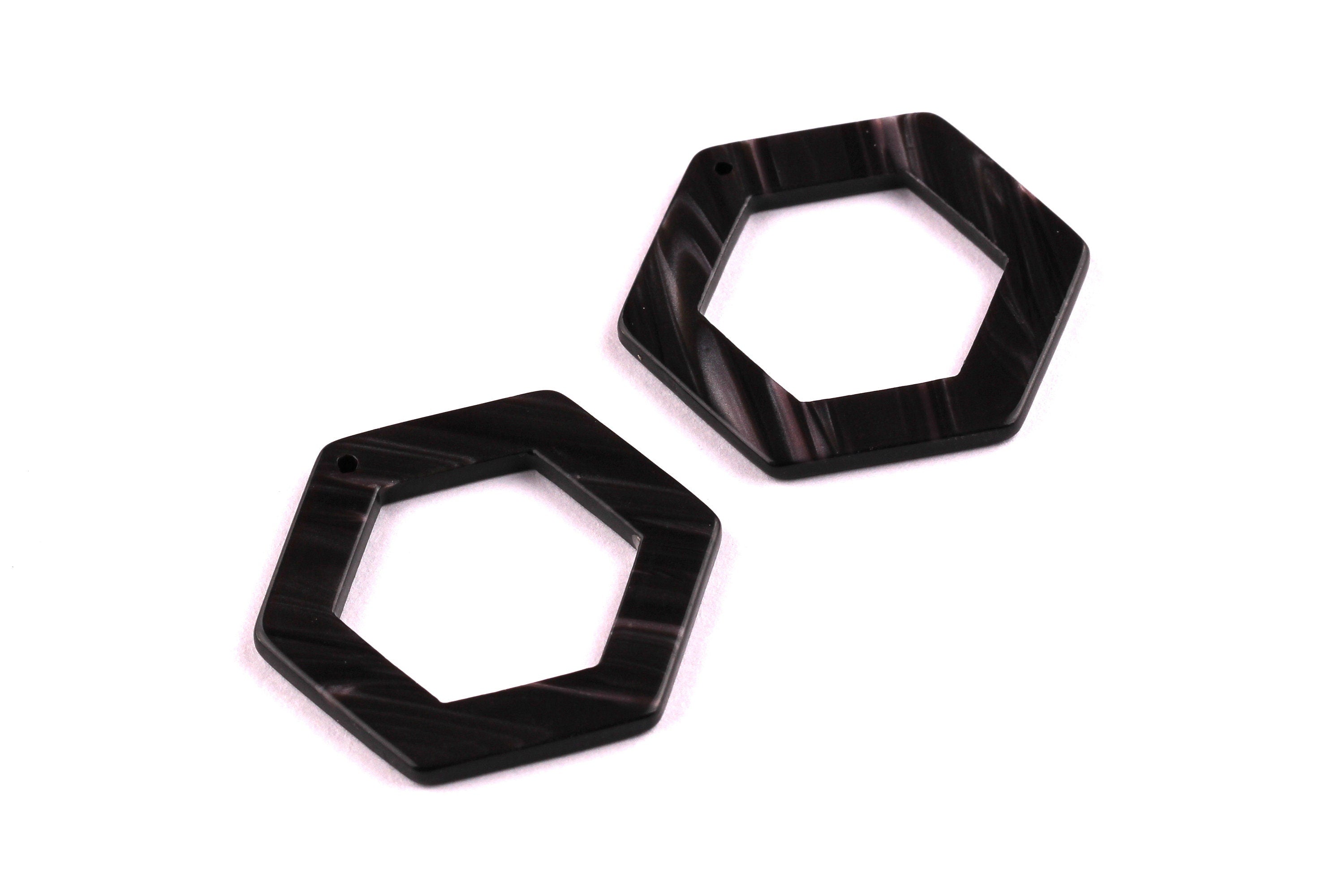 Acetate Hexagon Connectors -  Hexagon Earrings and Charms - Earring Findings - Color Code: A76 - 35x32x2.5mm - AC1056A - DOMEDBAZAAR