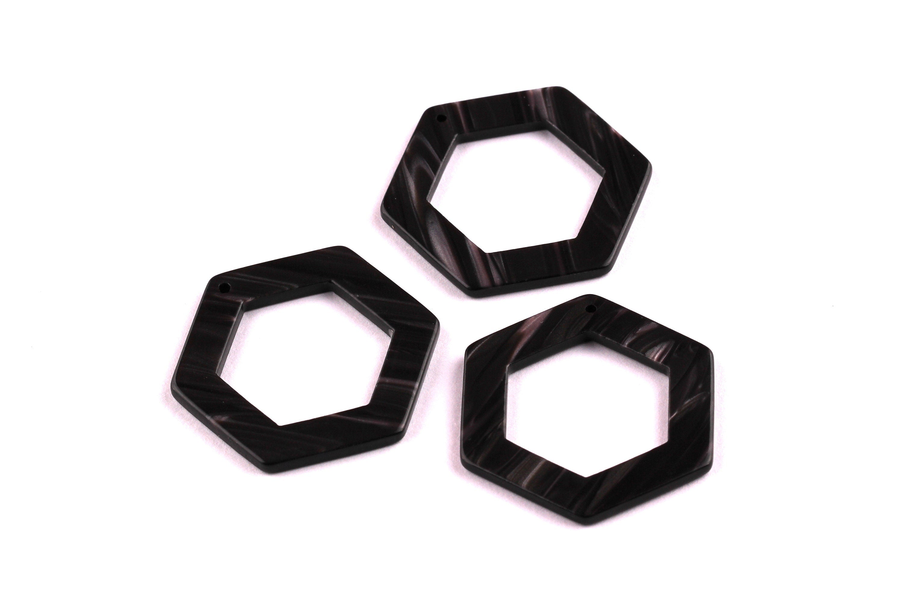 Acetate Hexagon Connectors -  Hexagon Earrings and Charms - Earring Findings - Color Code: A76 - 35x32x2.5mm - AC1056A - DOMEDBAZAAR
