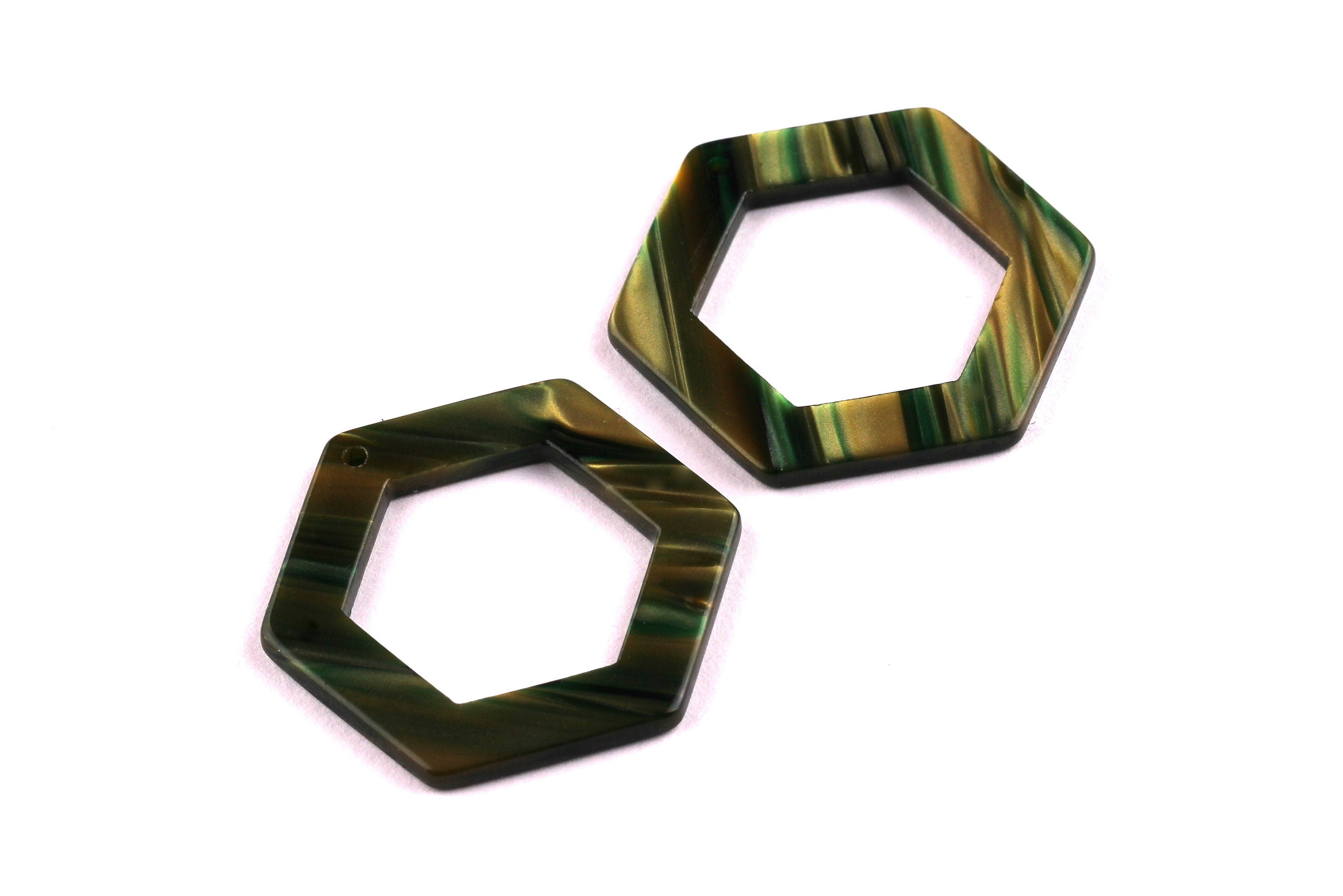 Acetate Hexagon Connectors - 2 Holes - Hexagon Earrings and Charms - Earring Findings - Color Code: A78 - 35x32x2.5mm - AC1056C - DOMEDBAZAAR