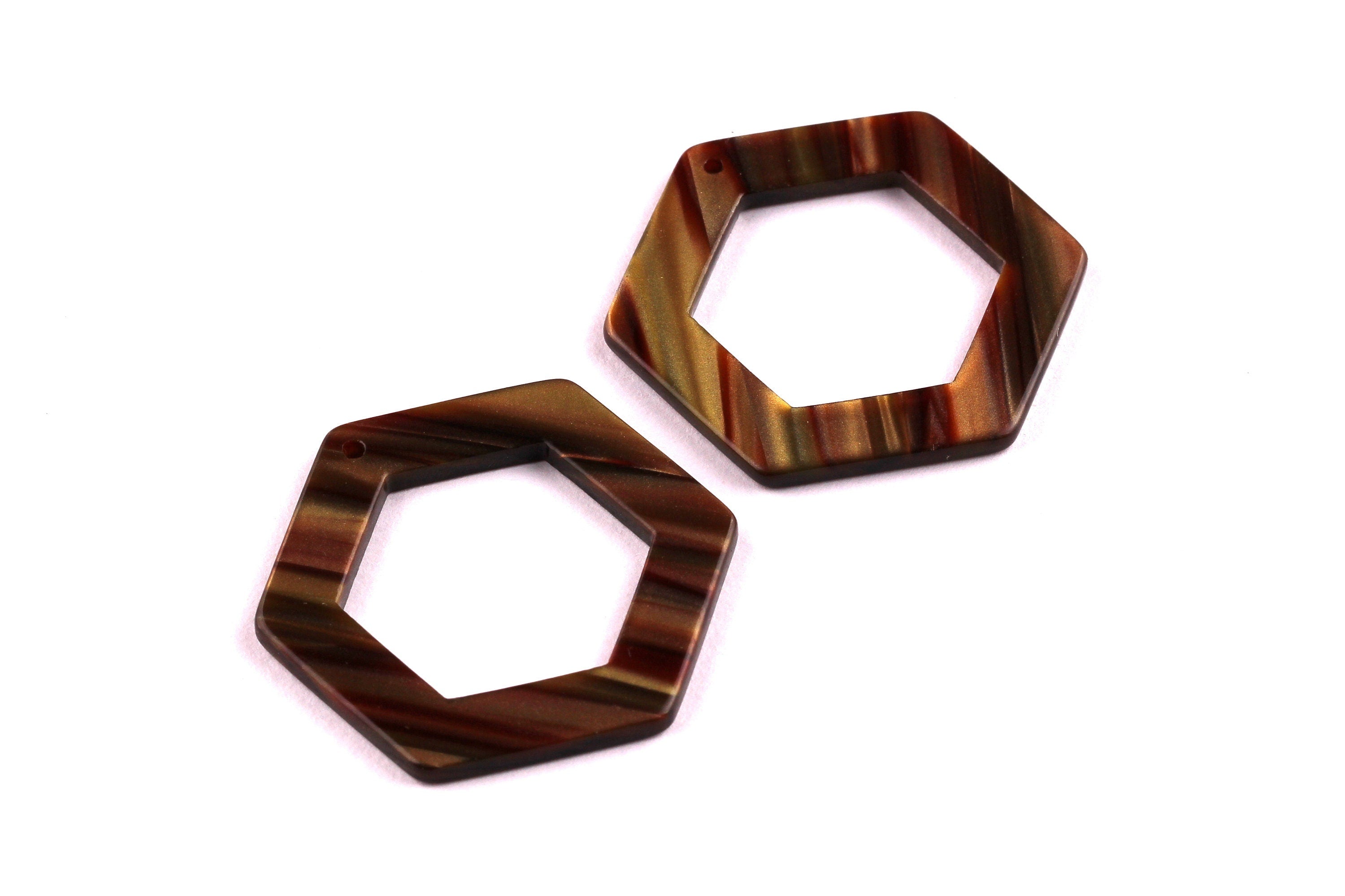 Acetate Hexagon Connectors - 2 Holes - Hexagon Earrings and Charms - Earring Findings - Color Code: A90 - 35x32x2.5mm - AC1056E - DOMEDBAZAAR