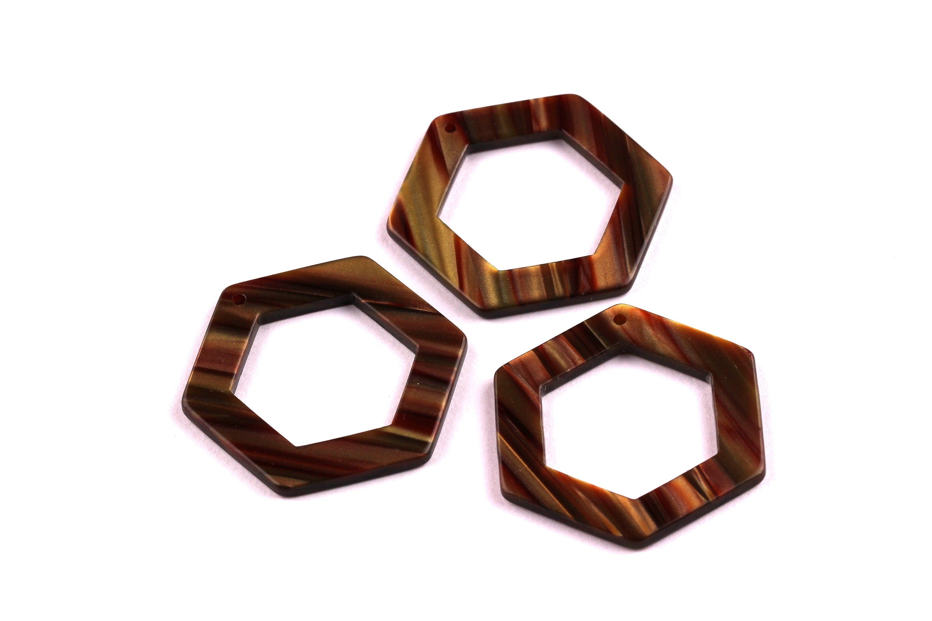 Acetate Hexagon Connectors - 2 Holes - Hexagon Earrings and Charms - Earring Findings - Color Code: A90 - 35x32x2.5mm - AC1056E - DOMEDBAZAAR