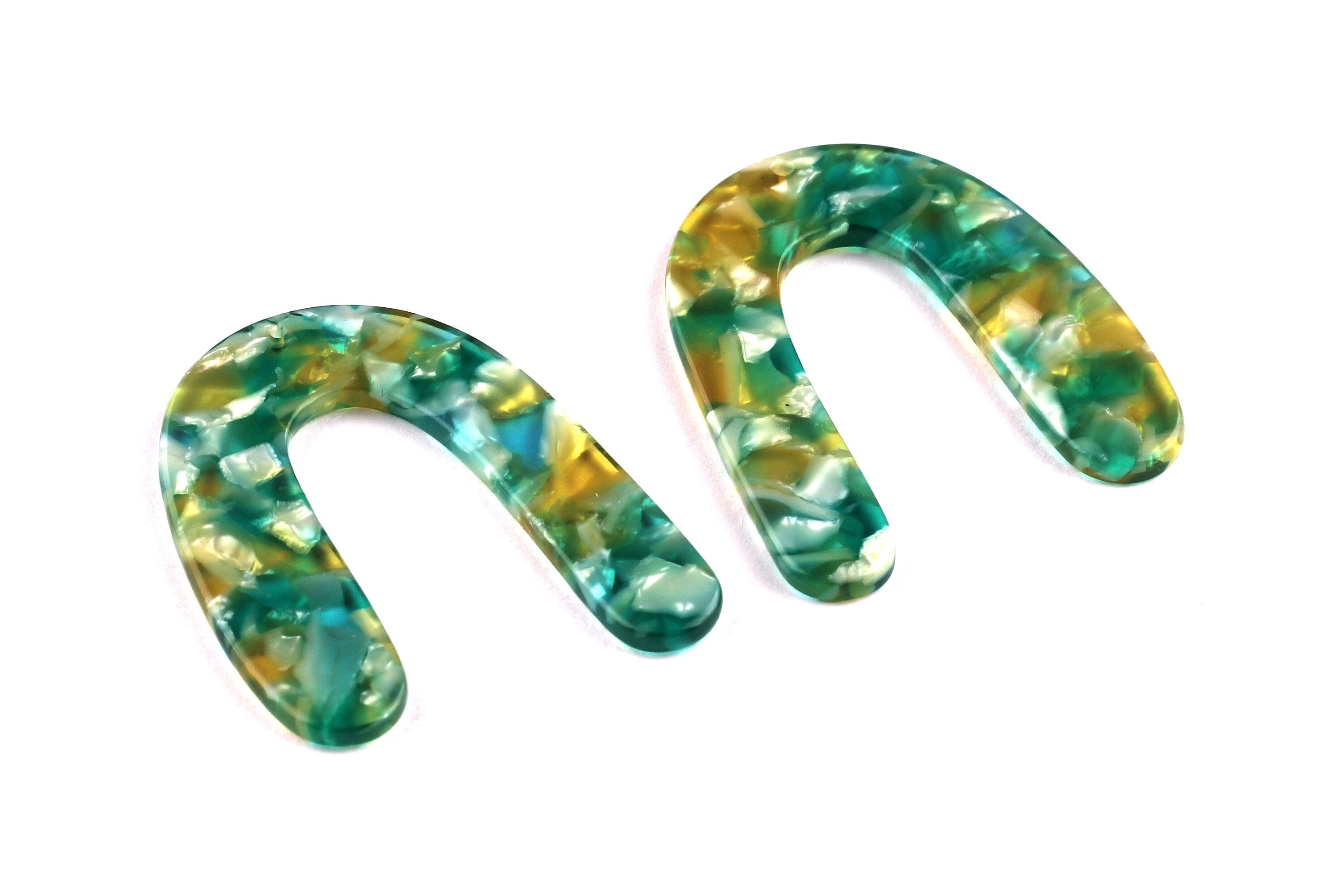Acetate U Charms - U Earrings and Pendant - Earring Findings  - Jewelry Supplies - Color Code: A92 - 43x35x2.5mm - AC1059A - DOMEDBAZAAR