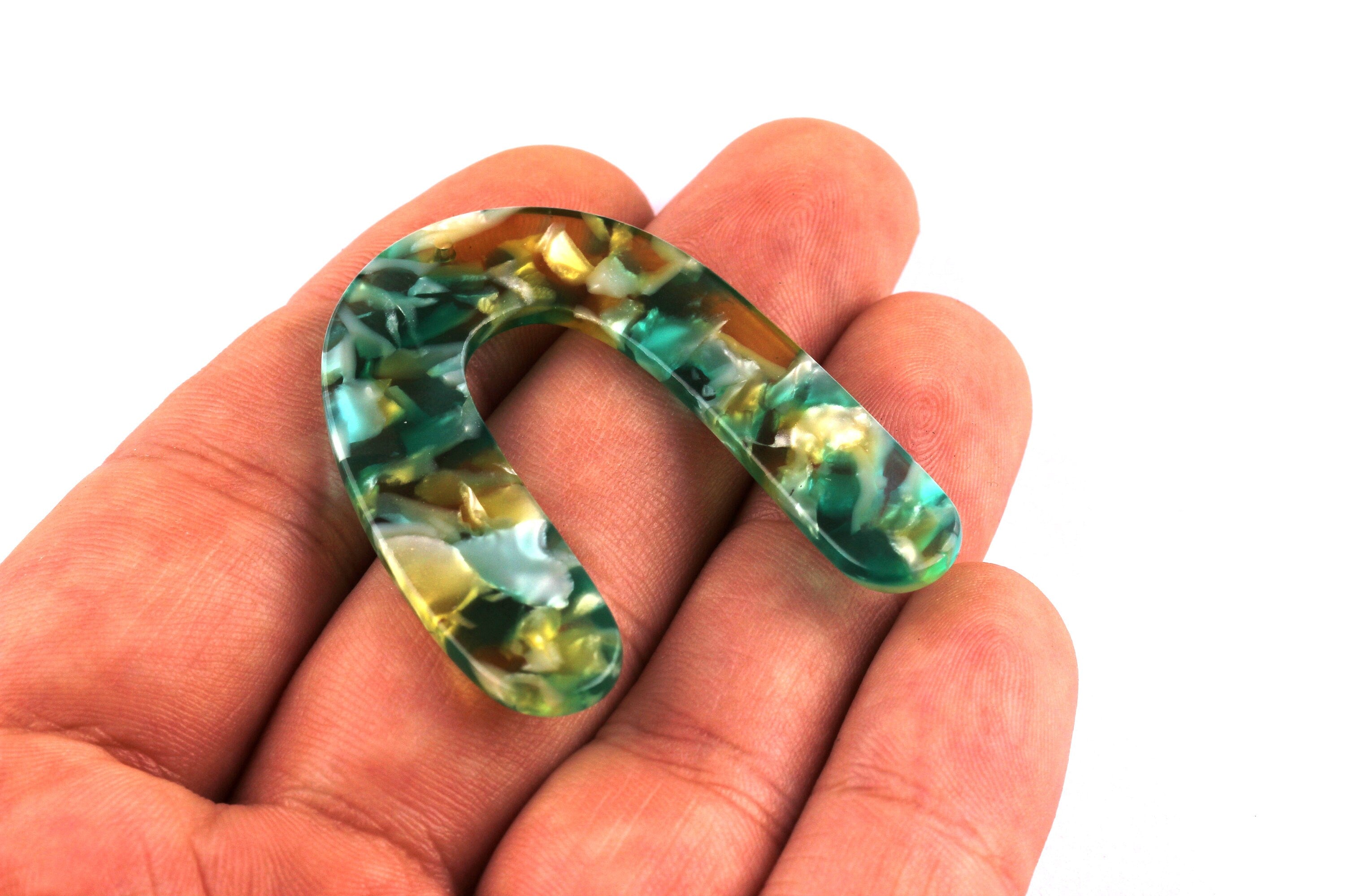 Acetate U Charms - U Earrings and Pendant - Earring Findings  - Jewelry Supplies - Color Code: A92 - 43x35x2.5mm - AC1059A - DOMEDBAZAAR