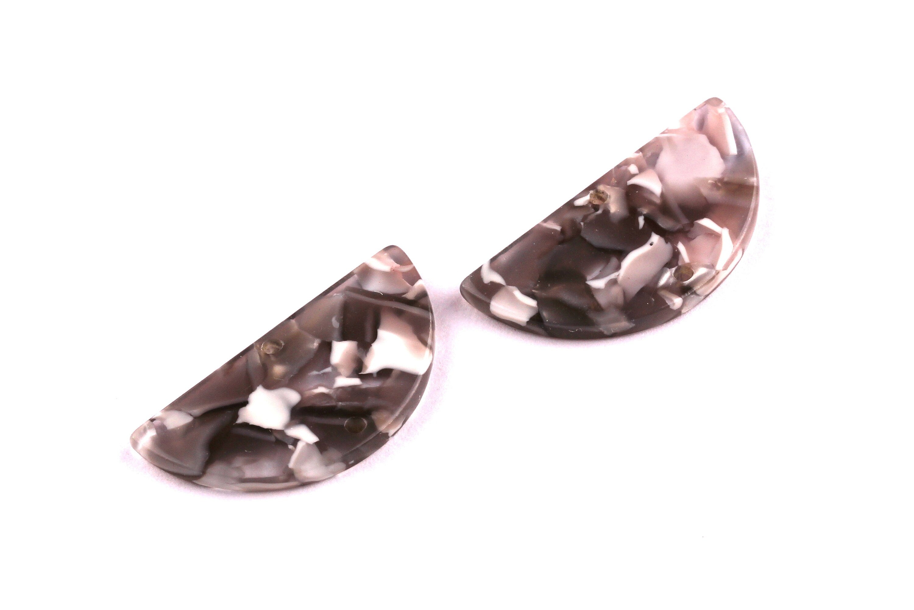 Acetate Semicircle Connectors Charms - 2 Holes - Semicircle Earrings - Earring Findings - Color Code: A20 - 15x30x2.6mm - AC1061C - DOMEDBAZAAR