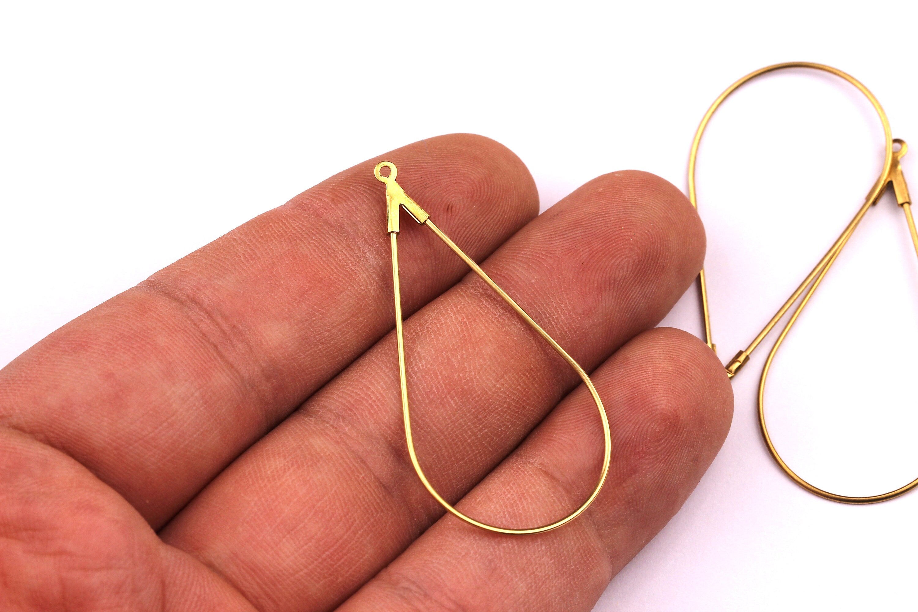 Brass Droplets Wire - Raw Brass Droplets  Earring Wire - Earring Findings - Jewelry Supplies - 43x22mm - PP1087 - DOMEDBAZAAR
