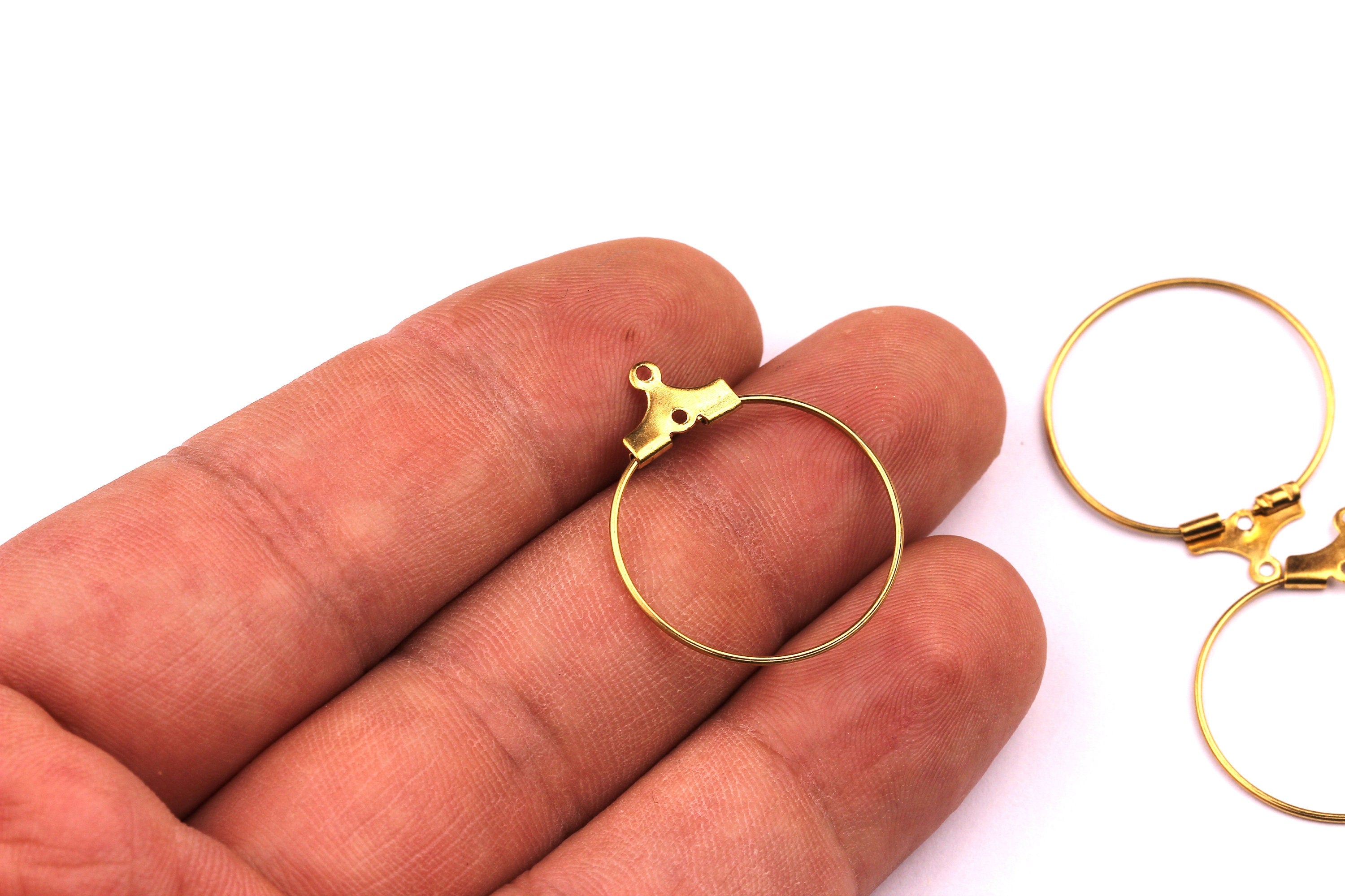 Brass Circle Wire-Brass Metal Accessories Circle Ear Wire - Earring Findings - Jewelry Supplies - 25x22mm - PP1088 - DOMEDBAZAAR