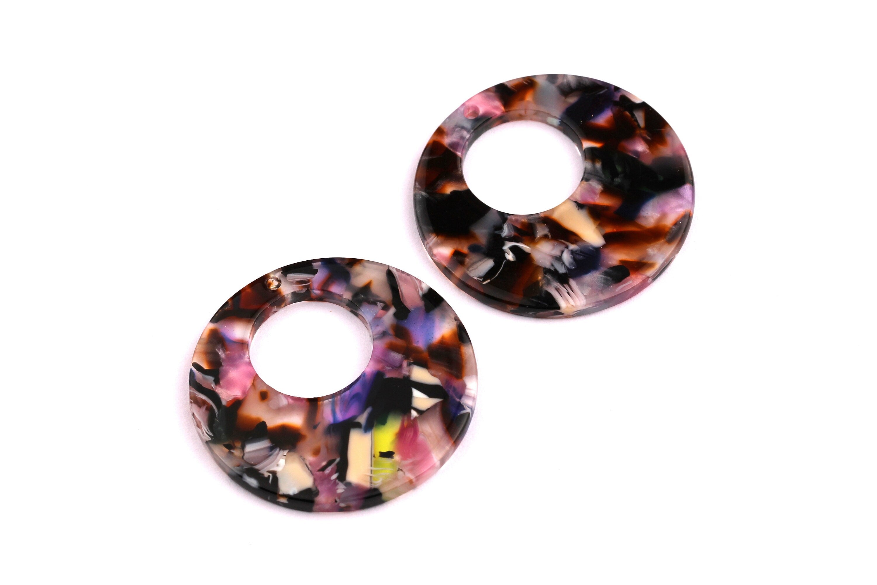 Acetate Circle Charms - Circle Earrings and Pendant - Earring Findings - Jewelry Supplies - Color Code: A11 - 34x2.5mm - AC1005P - DOMEDBAZAAR