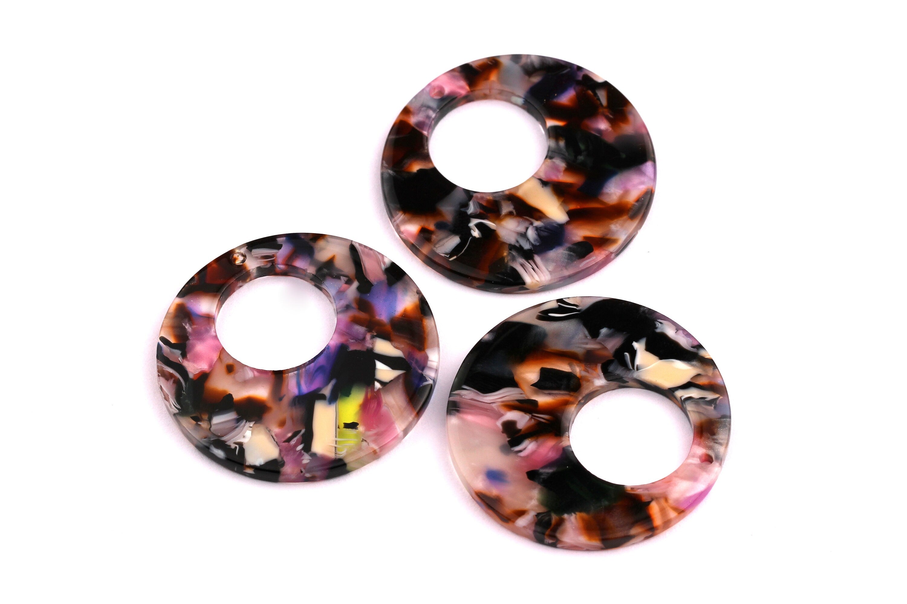 Acetate Circle Charms - Circle Earrings and Pendant - Earring Findings - Jewelry Supplies - Color Code: A11 - 34x2.5mm - AC1005P - DOMEDBAZAAR