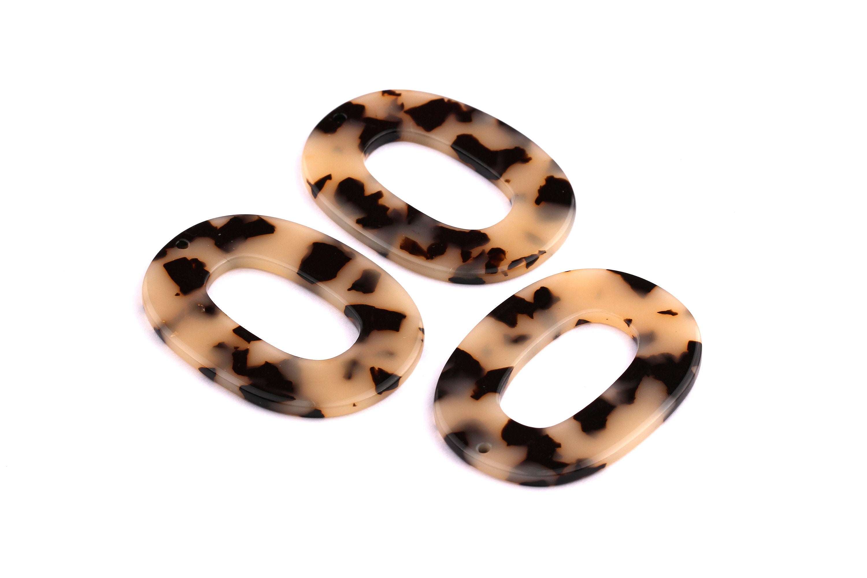 Acetate Oval Charms - Blonde Tortoise Shell Earrings - Oval Earrings and Pendant - Color Code: A07 - 47x35x2.5mm - AC1065B - DOMEDBAZAAR